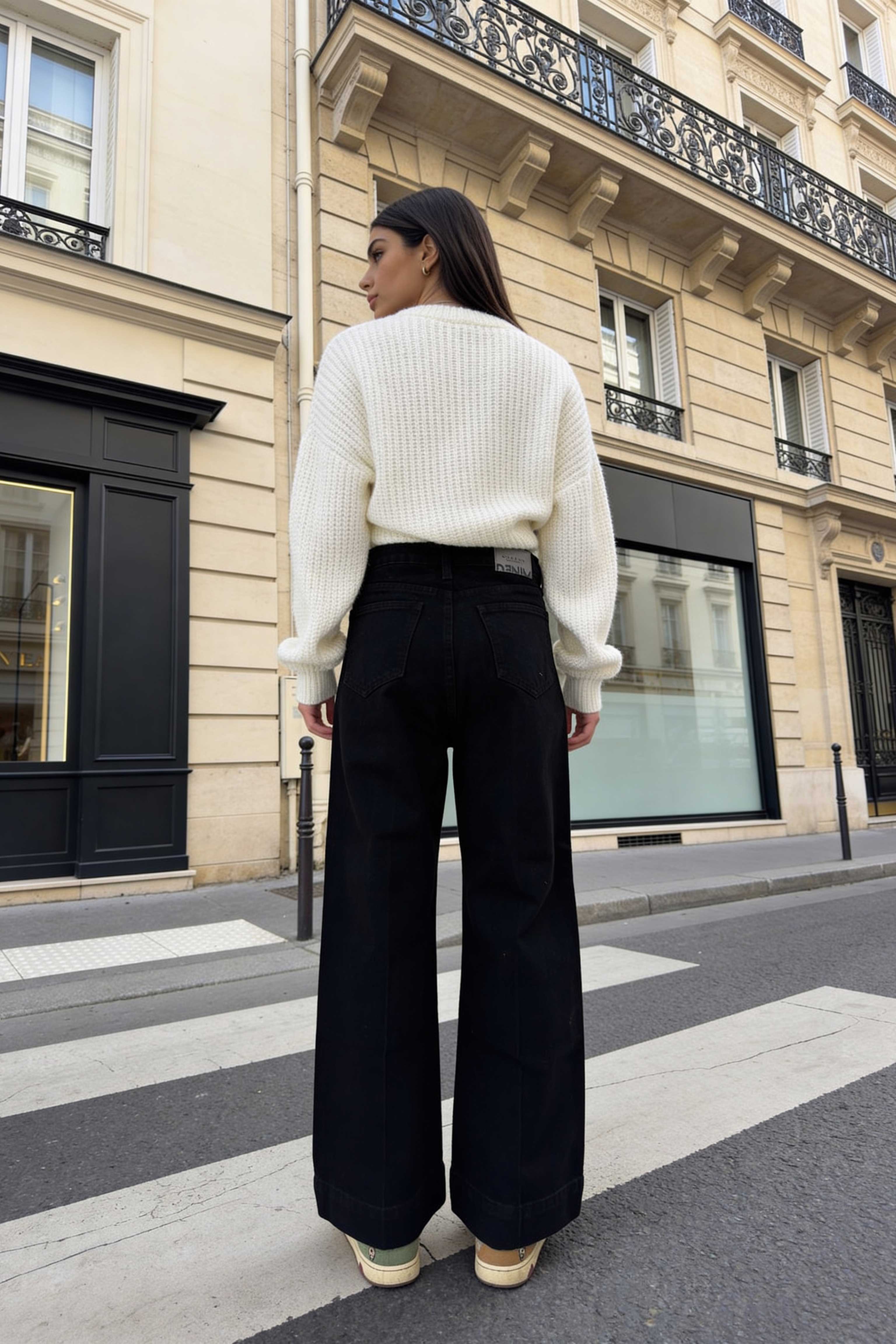 Cropped Wide-Leg – High-Waist Black Jeans Wide-Leg CIZARO - Cizaro Jeans