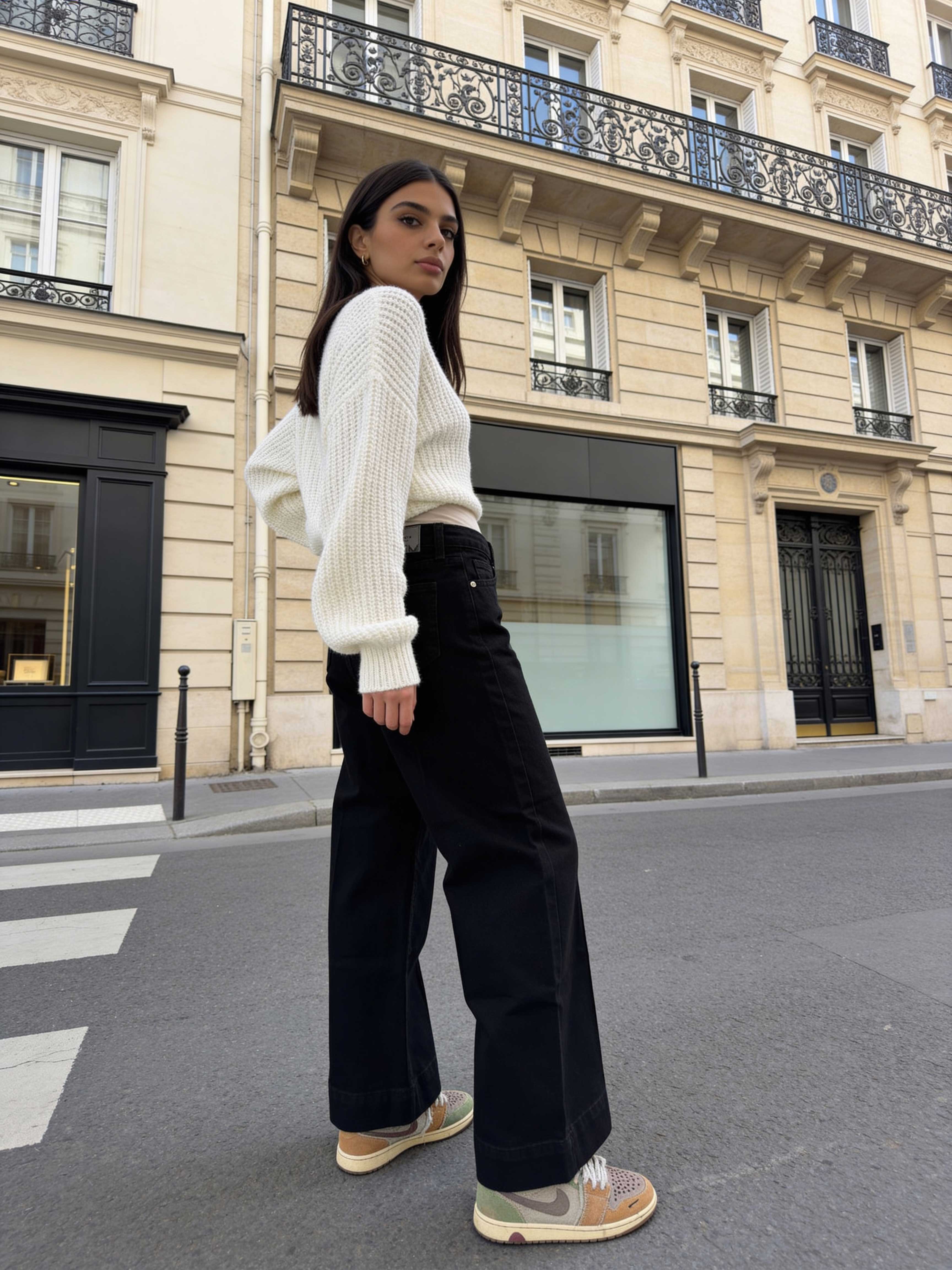 Cropped Wide-Leg – High-Waist Black Jeans Wide-Leg CIZARO - Cizaro Jeans