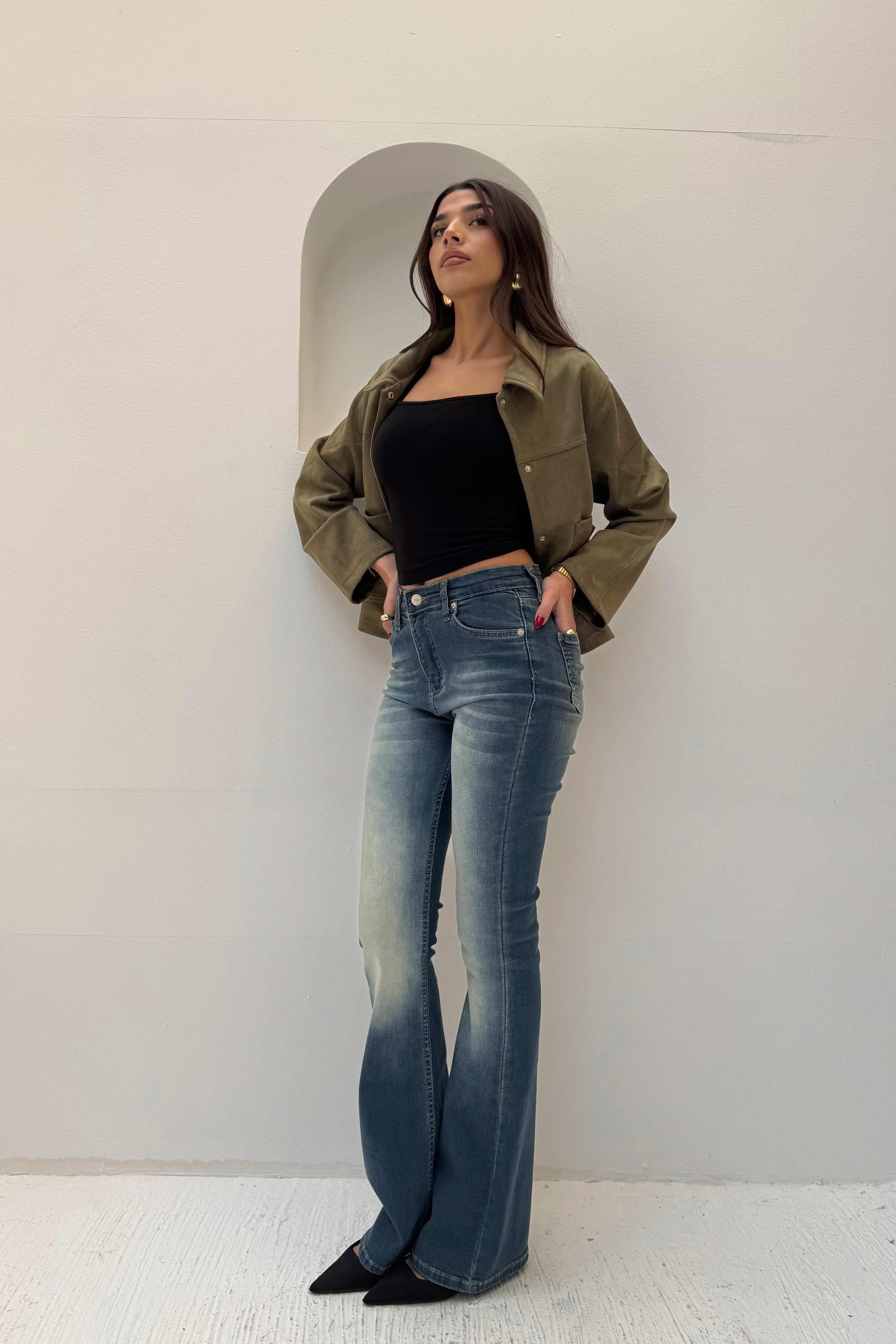 Flare – Mid-Rise Faded Vintage Blue Jeans Flare CIZARO - Cizaro Jeans