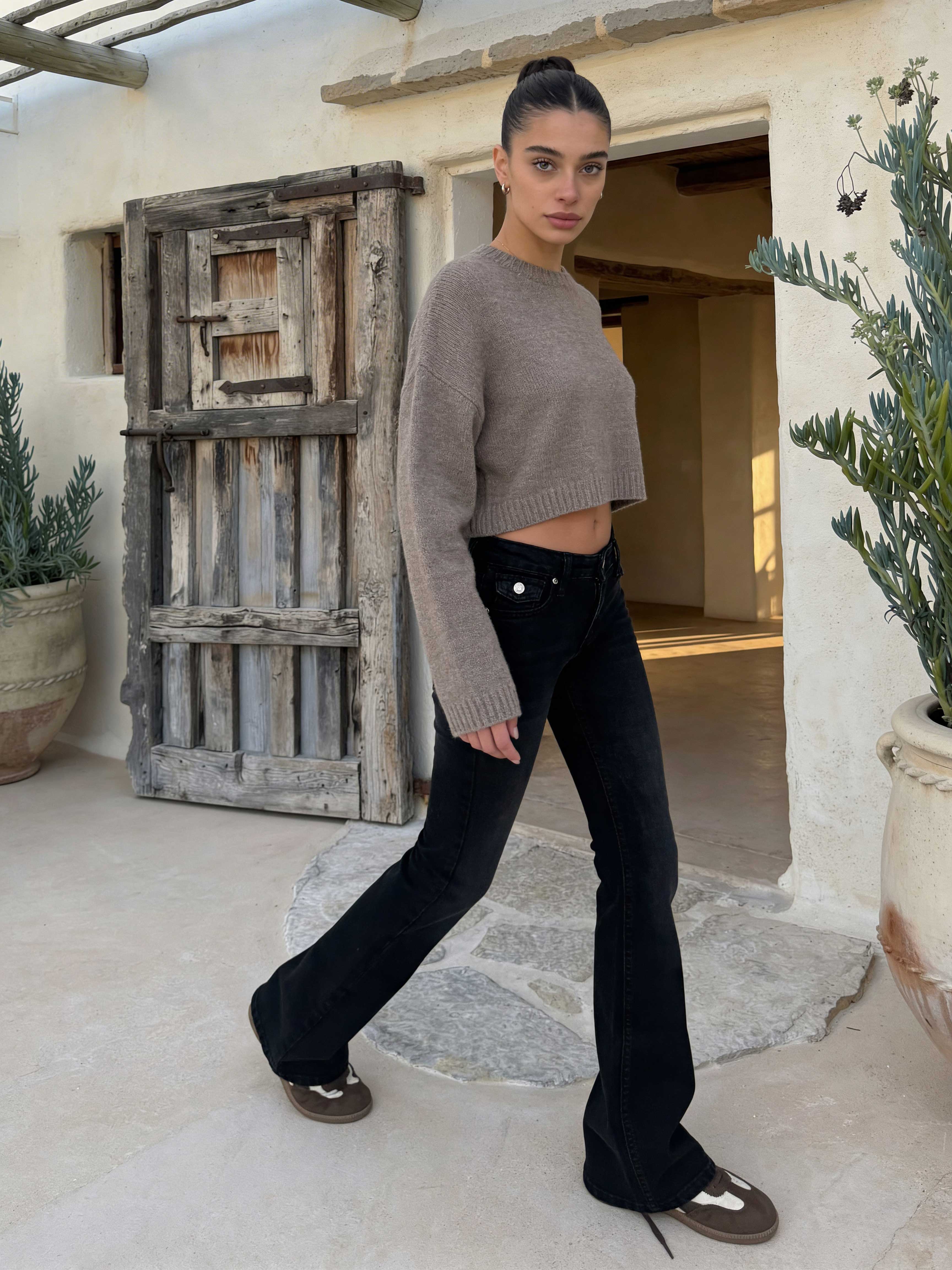 Flare Flap pocket , low waist washed Black jeans Flare CIZARO - Cizaro Jeans
