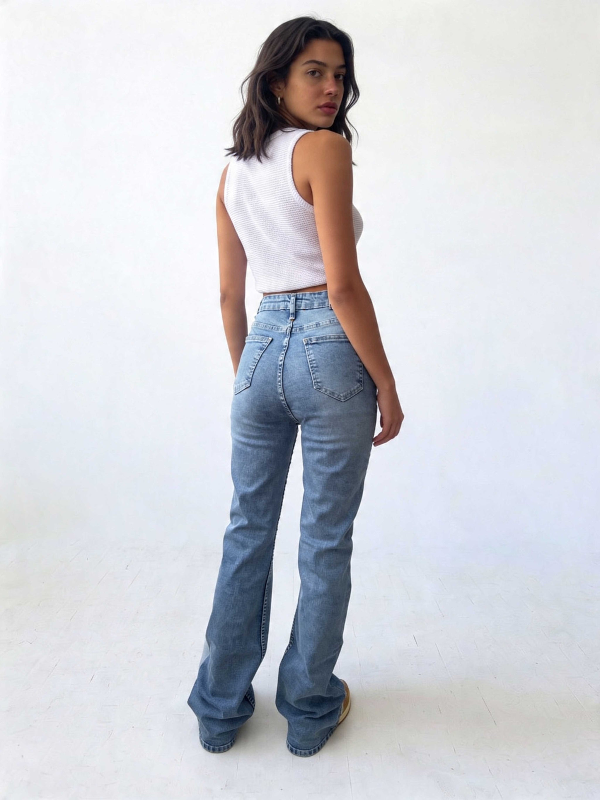 Flare – High-Waist Coastal Washed Blue Jeans Flare CIZARO - Cizaro Jeans