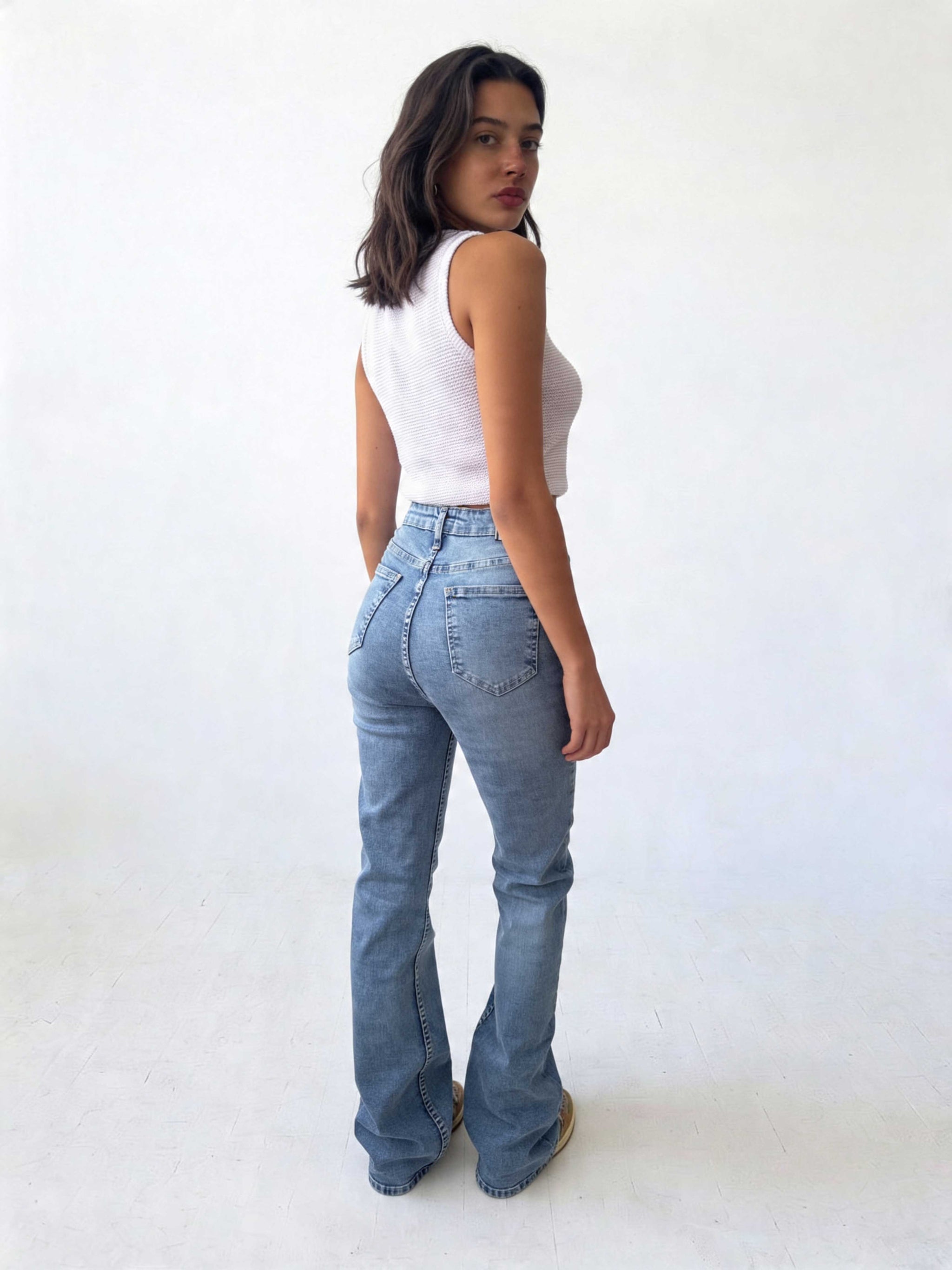 Flare – High-Waist Coastal Washed Blue Jeans Flare CIZARO - Cizaro Jeans