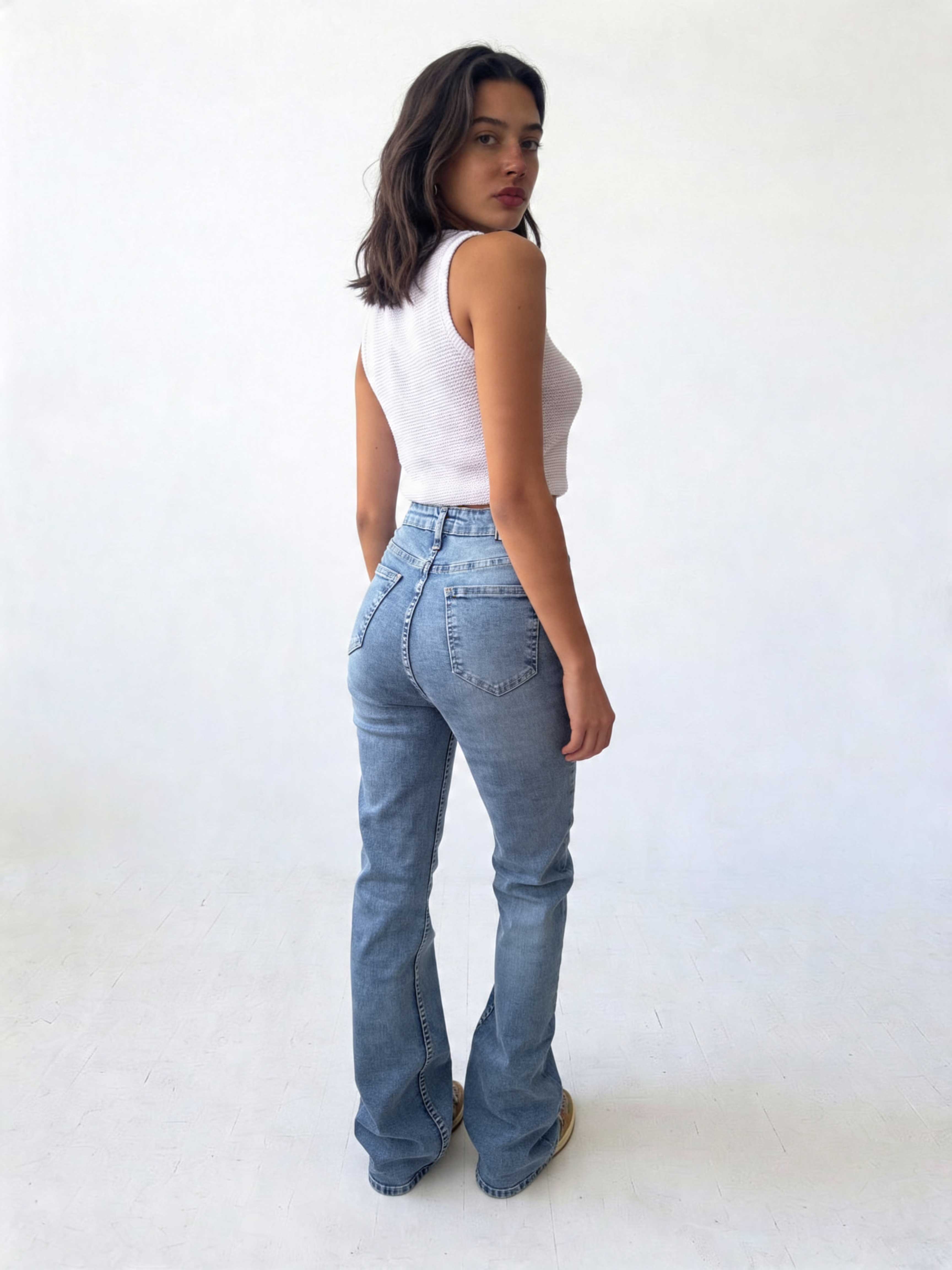 Flare – High-Waist Coastal Washed Blue Jeans Flare CIZARO - Cizaro Jeans