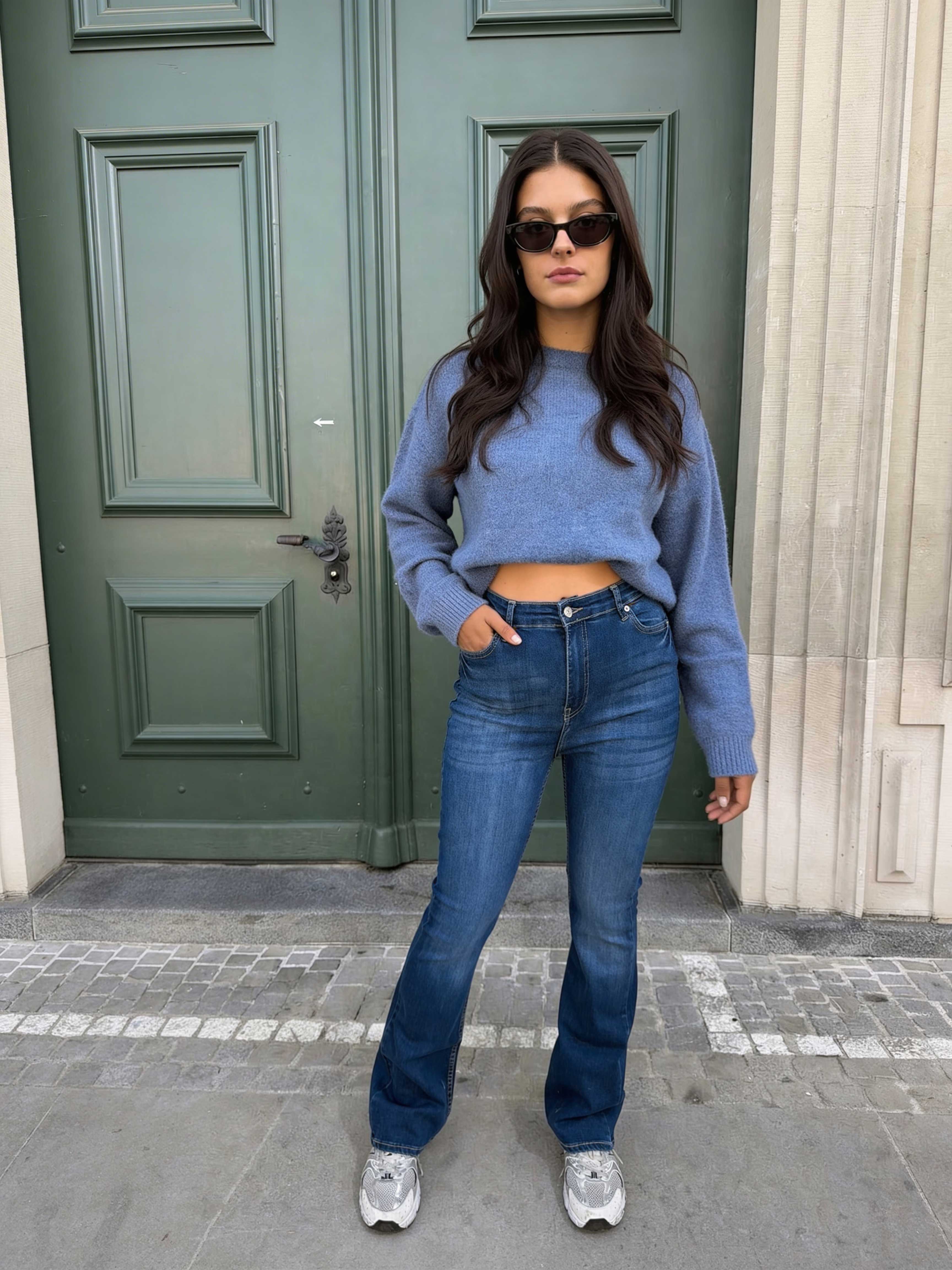 Flare – High-Waist Washed Blue Jeans