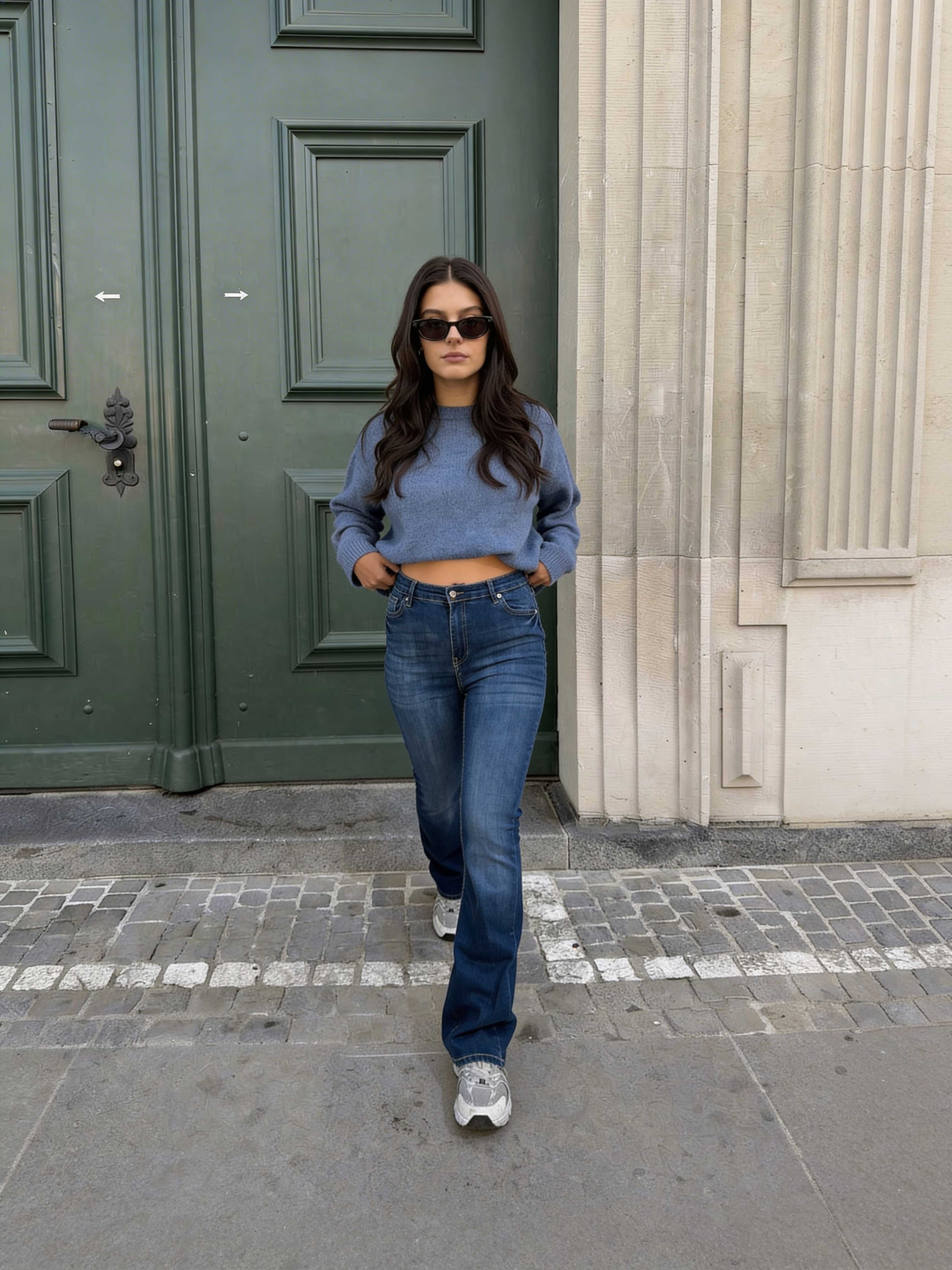 Flare – High-Waist Washed Blue Jeans