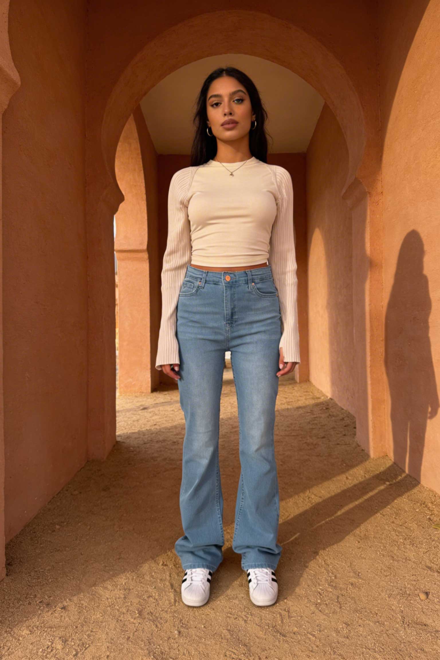 Flare – High-Waist Powder Blue Jeans