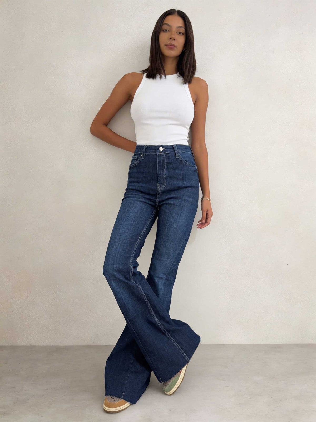 Super Flare – High-Waist Sapphire Blue Jeans Flare CIZARO - Cizaro Jeans