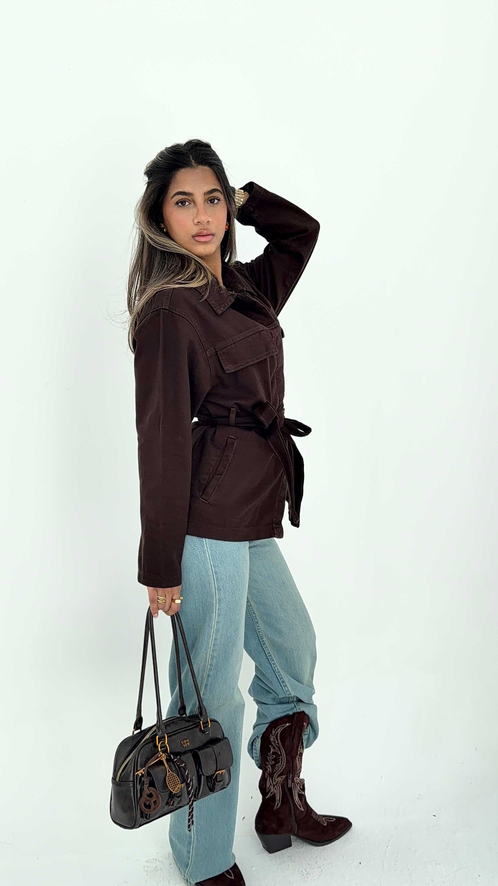 Jacket – Oversized Dark Chocolate Denim Jacket CIZARO - Cizaro Jeans