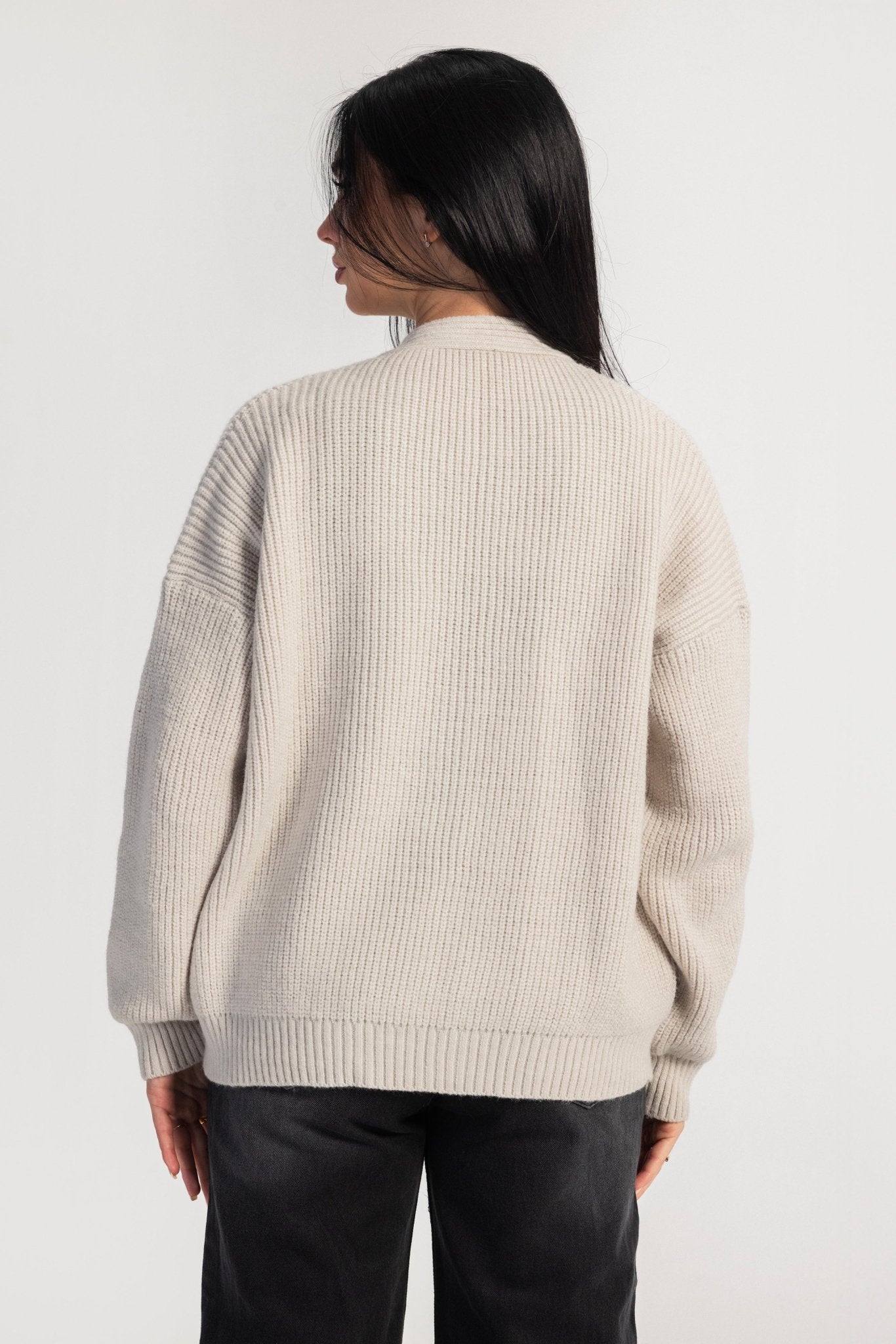 Knit Cardigan – Chunky Relaxed Grey Cardigan CIZARO - Cizaro Jeans