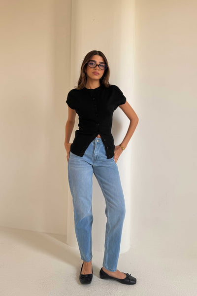 Mom Fit – Mid-Rise Powder Blue Jeans Mom-Fit CIZARO - Cizaro Jeans