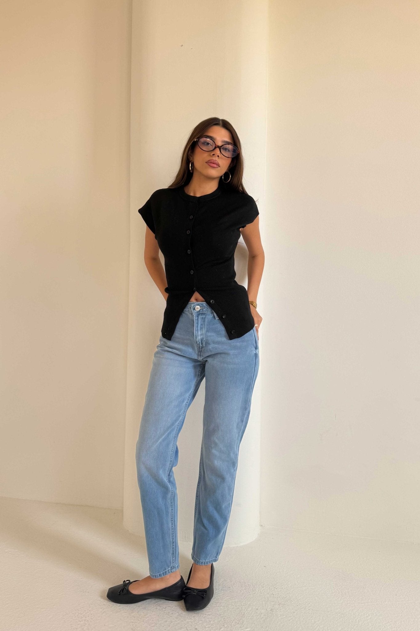 Mom Fit – Mid-Rise Powder Blue Jeans momfit CIZARO - Cizaro Jeans