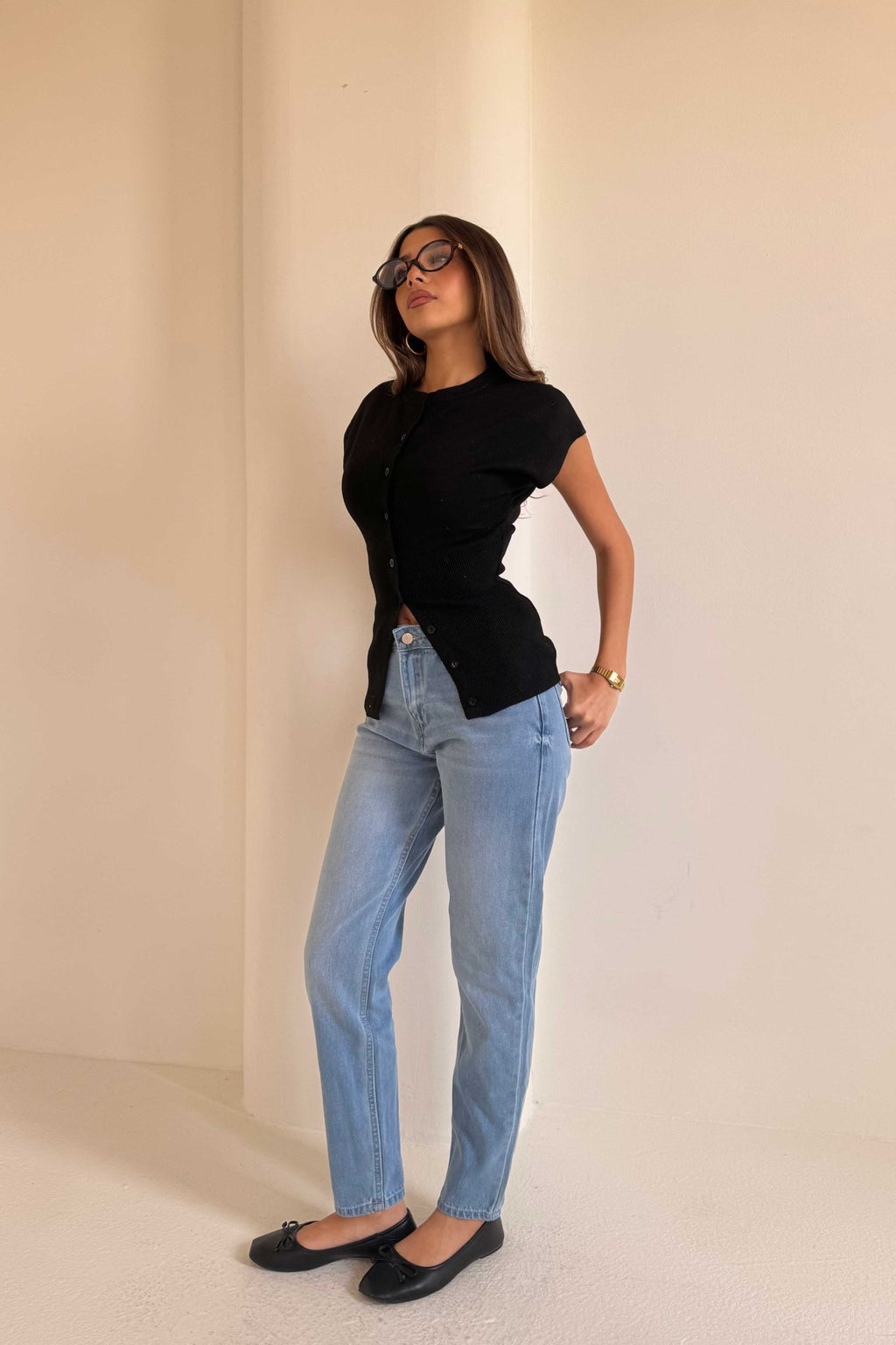 Mom Fit – Mid-Rise Powder Blue Jeans momfit CIZARO - Cizaro Jeans
