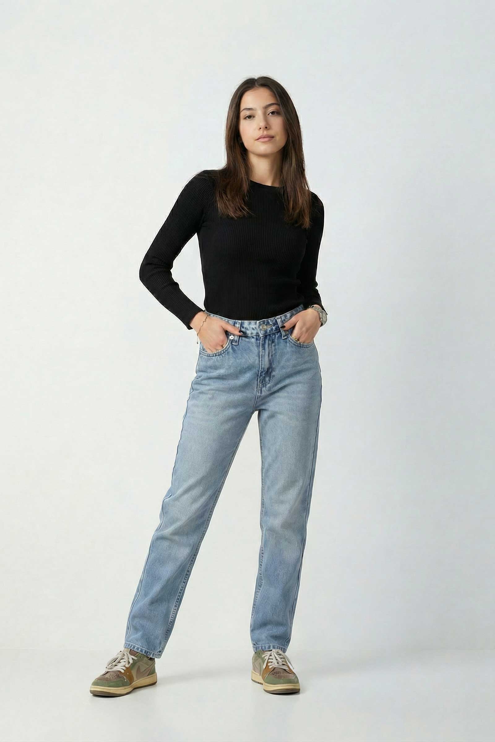 Mom Fit – High-Waist Light Vintage Blue Jeans Mom fit CIZARO - Cizaro Jeans