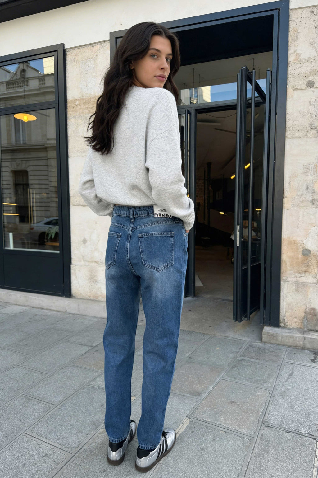 Mom-Fit – High-Waist Mid Blue Jeans Mom Fit CIZARO - Cizaro Jeans