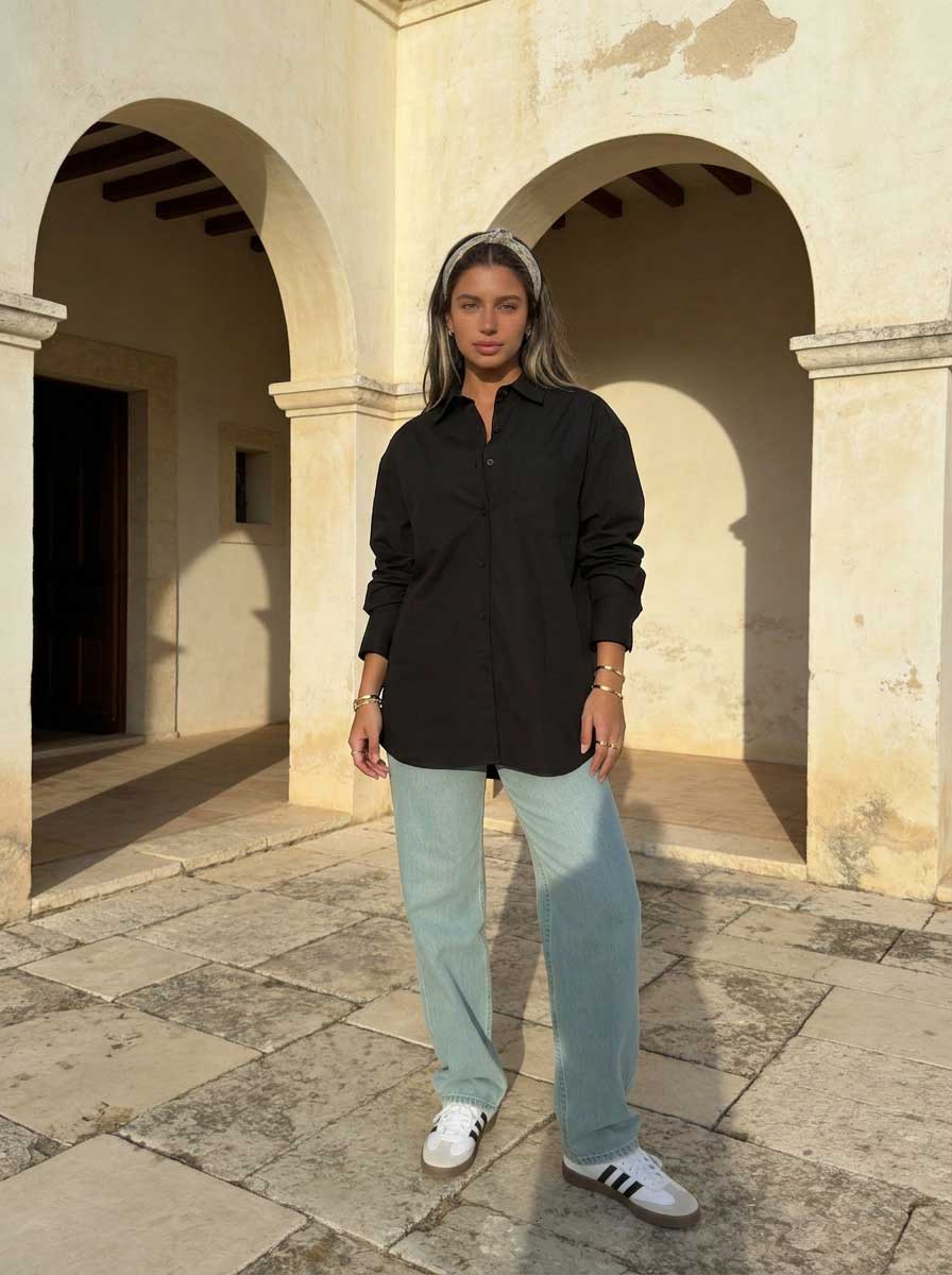 Oversized Poplin Shirt – Black