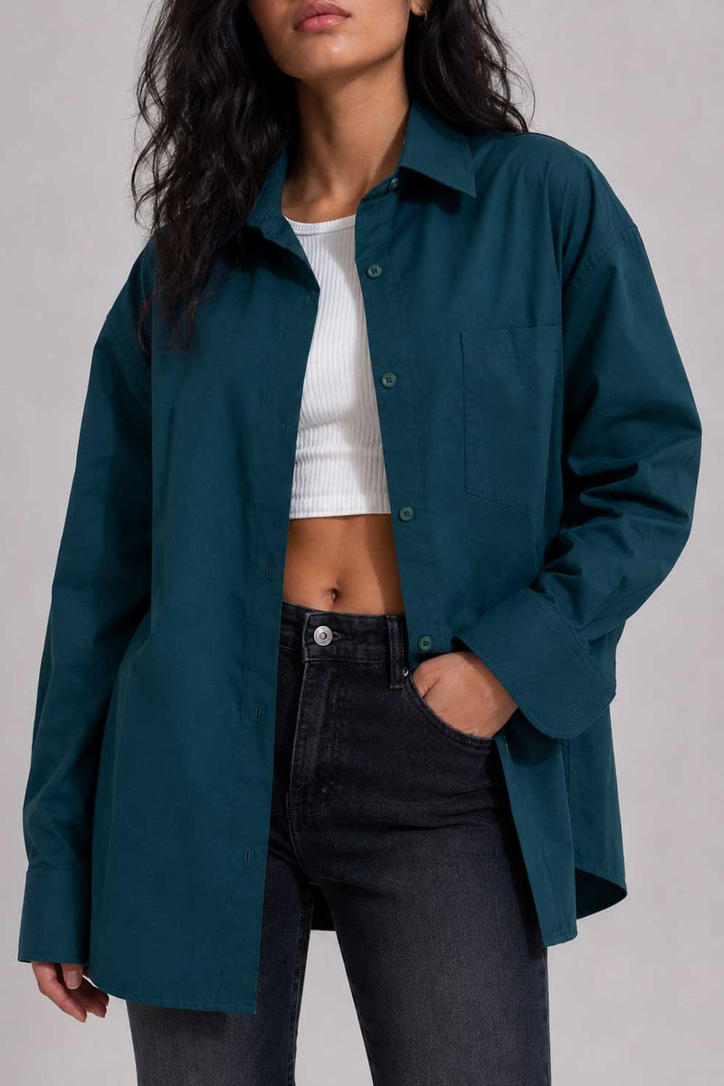 Oversized Poplin Shirt – Dark Teal Shirt CIZARO - Cizaro Jeans