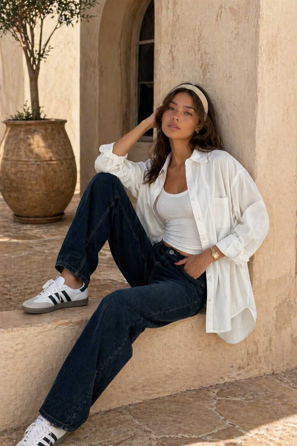 Oversized Poplin Shirt – White Shirt CIZARO - Cizaro Jeans