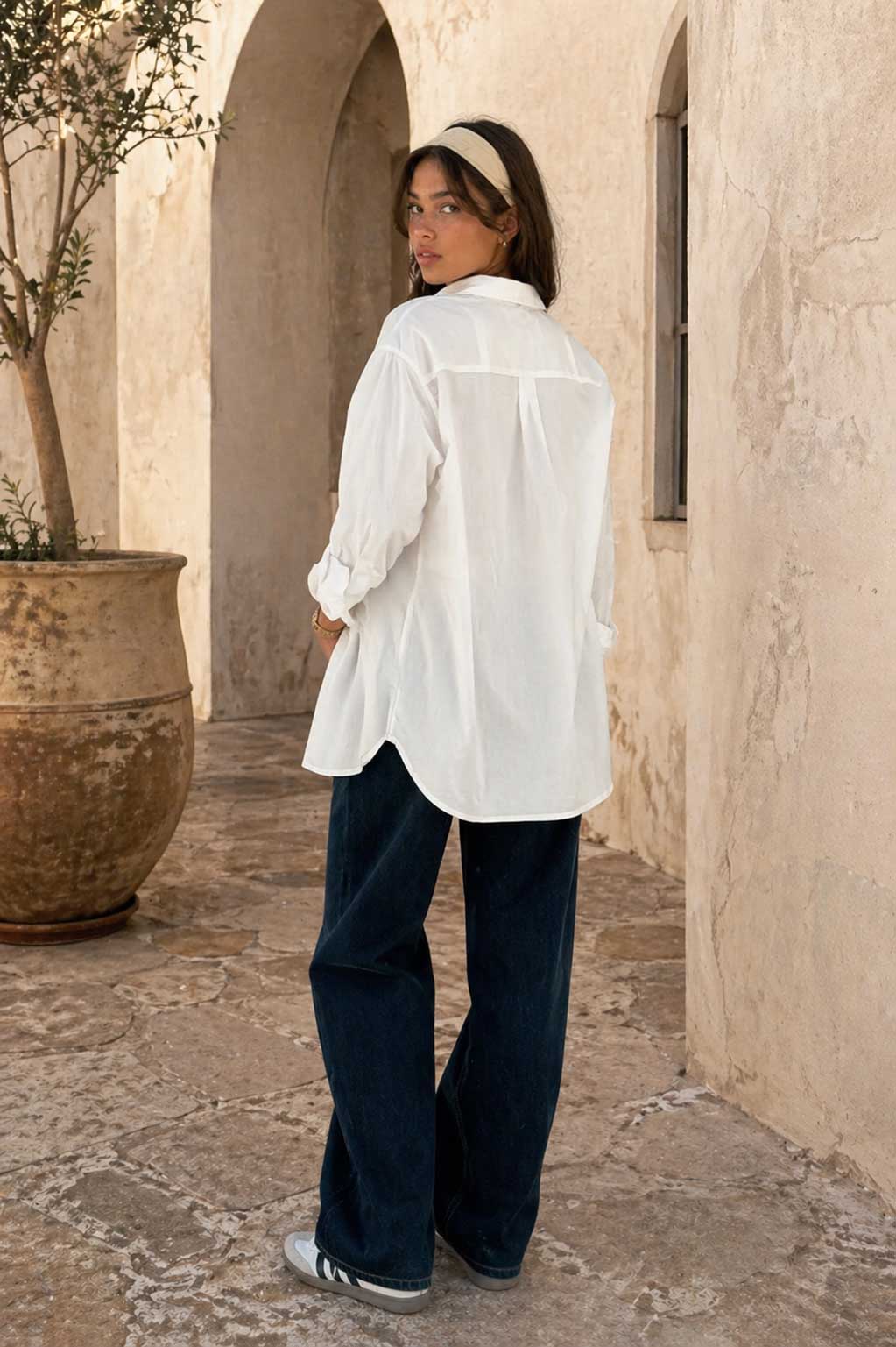 Oversized Poplin Shirt – White Shirt CIZARO - Cizaro Jeans