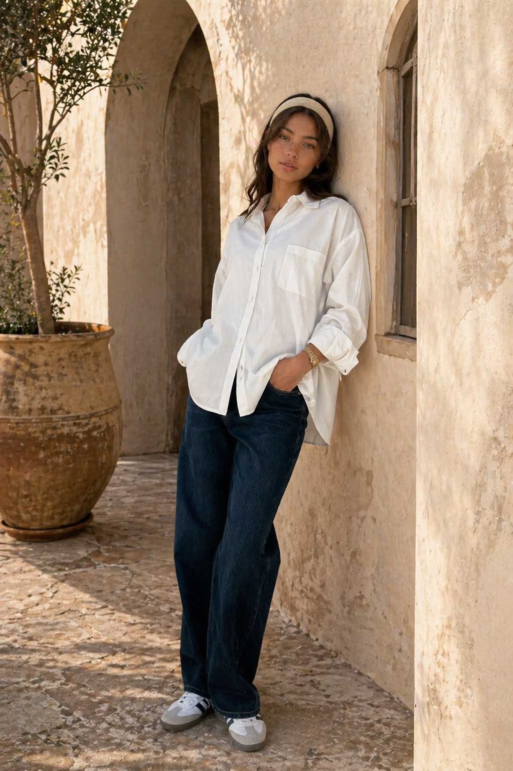 Oversized Poplin Shirt – White Shirt CIZARO - Cizaro Jeans