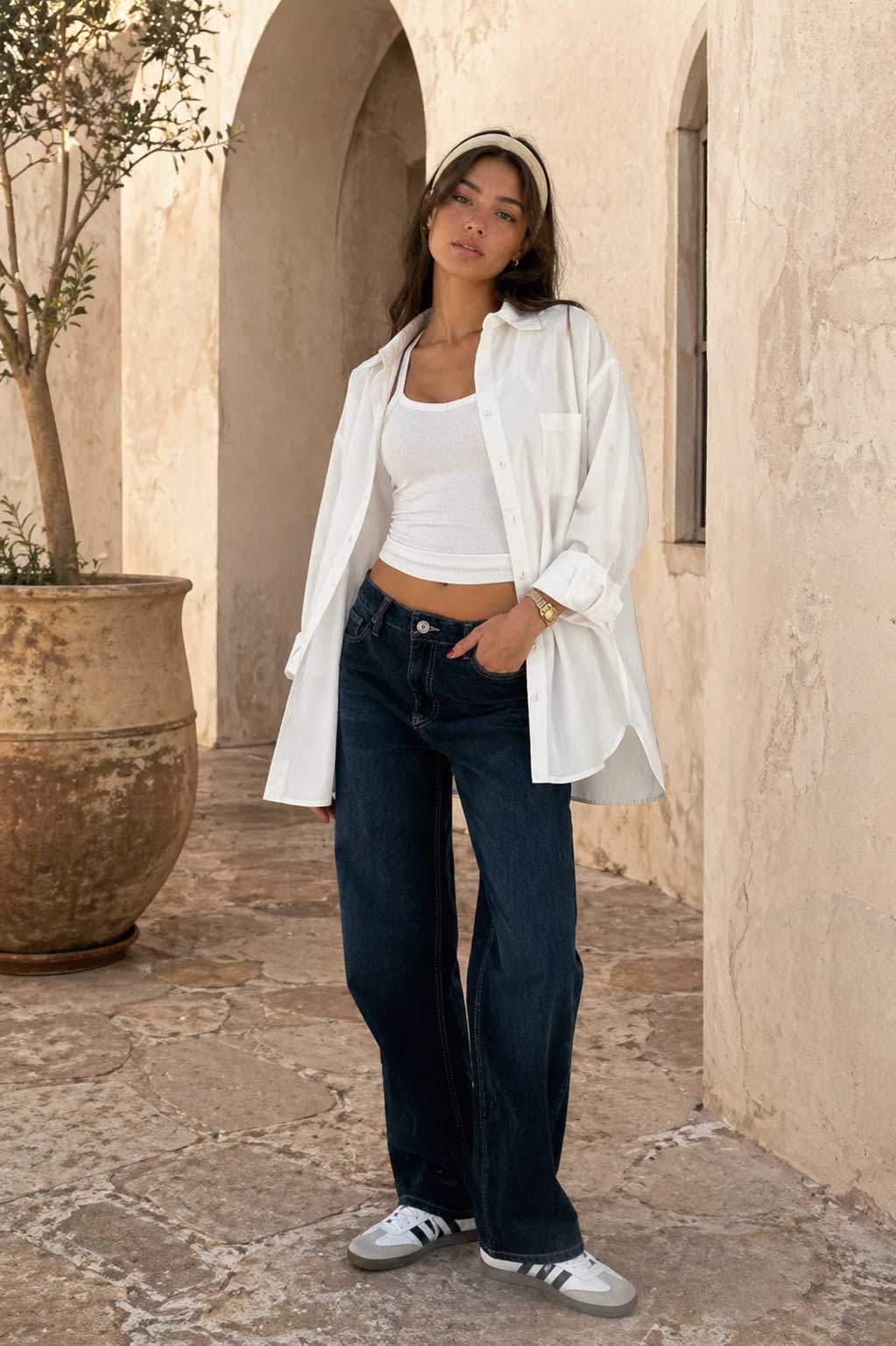 Oversized Poplin Shirt – White