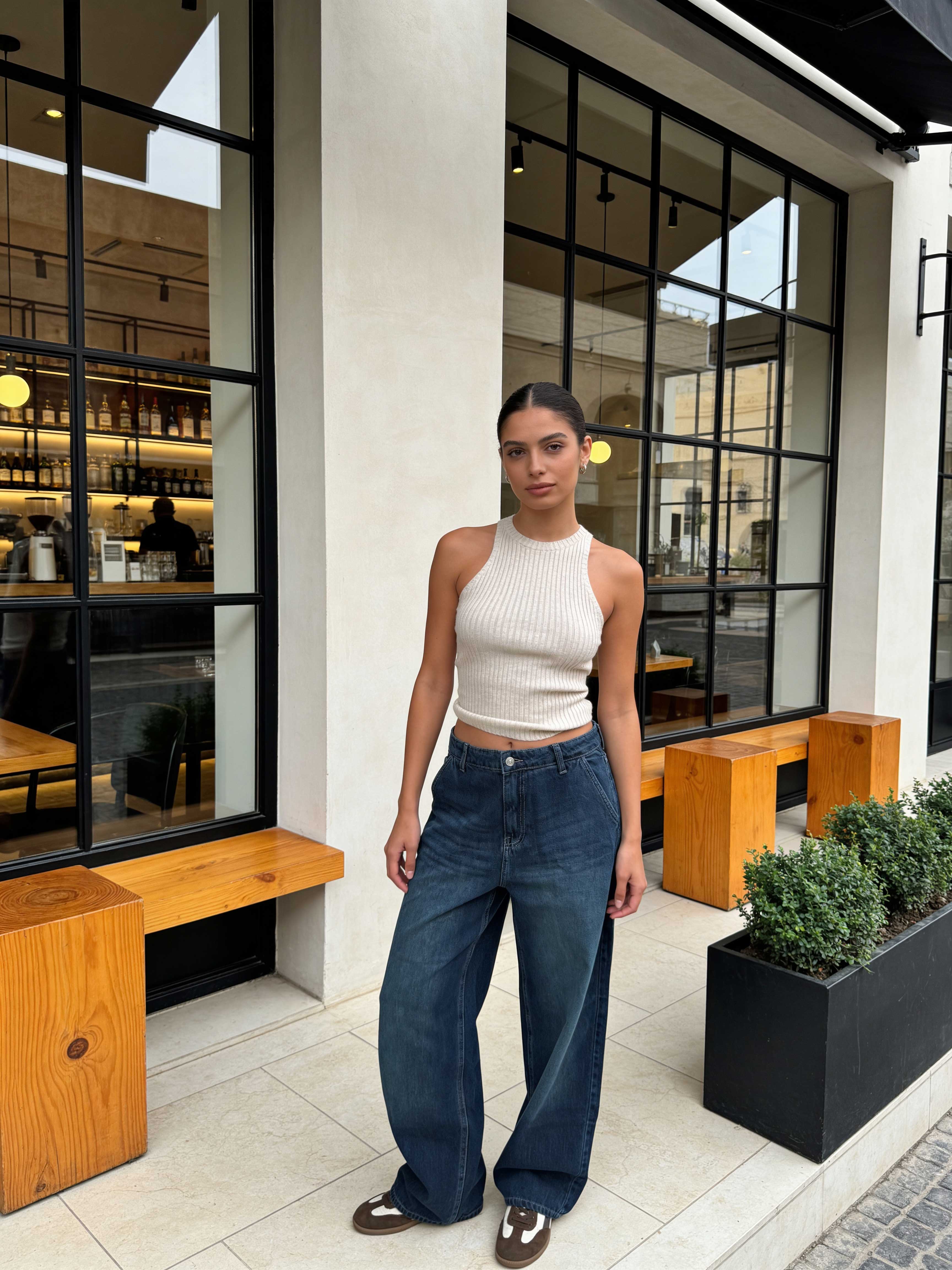 Skater – High-Waist Deep Vintage Green Jeans