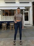 Skinny – High-Waist Dark Vintage Green Jeans Skinny CIZARO - Cizaro Jeans