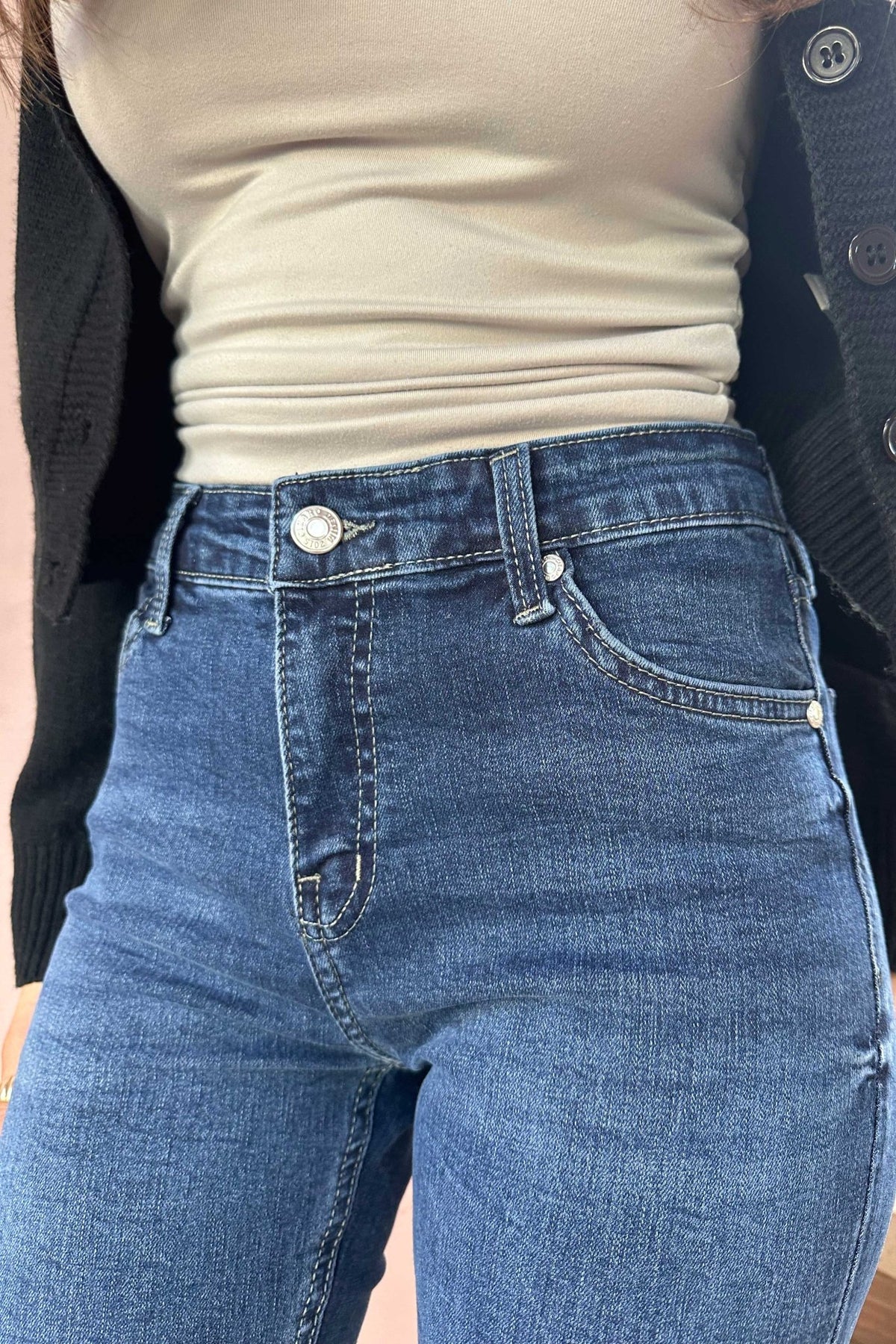 Skinny - High-Waist Dark Blue Jeans Mom-Fit CIZARO - Cizaro Jeans