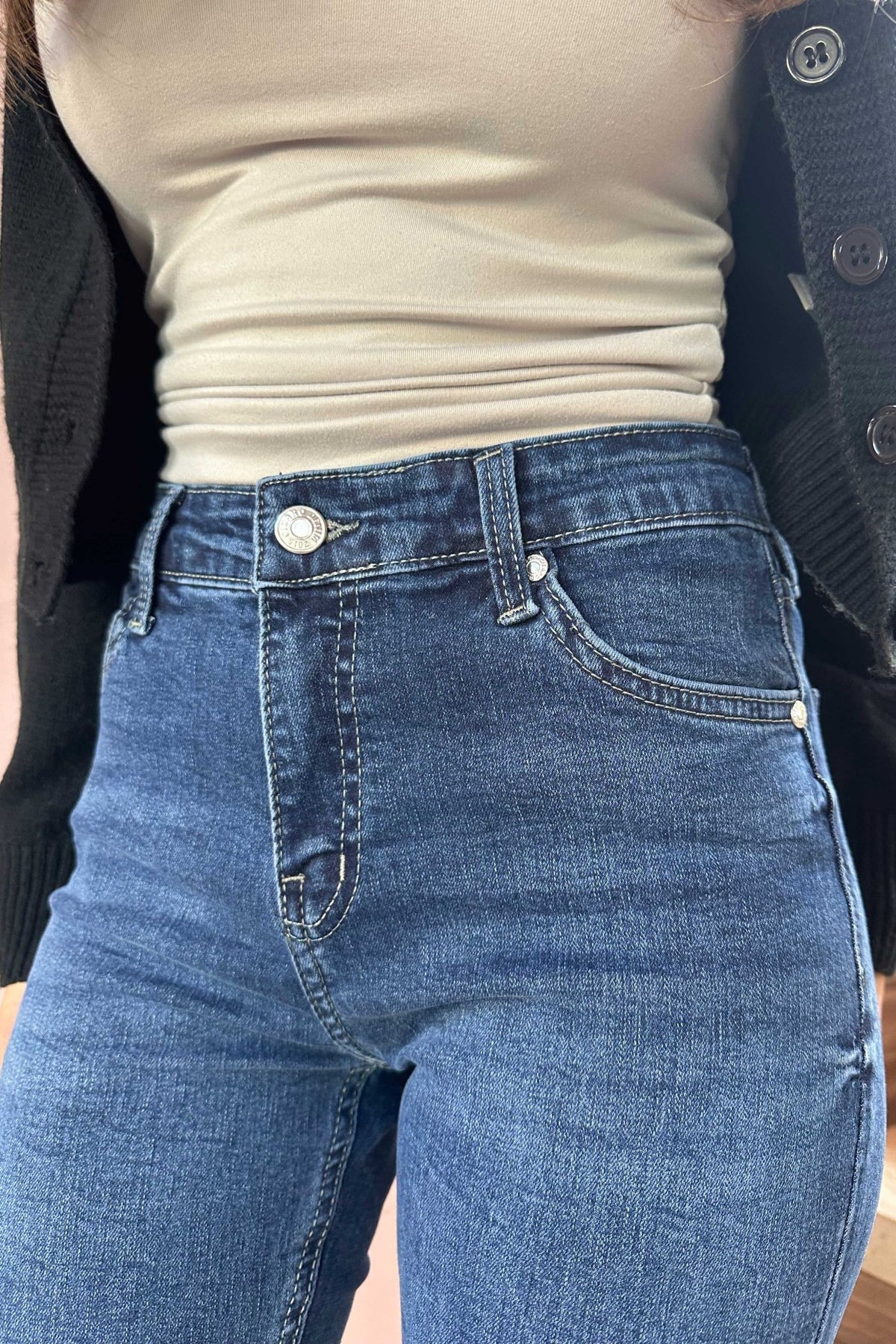 Skinny - High-Waist Dark Blue Jeans Mom-Fit CIZARO - Cizaro Jeans