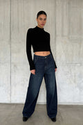 Skater – High-Waist Deep Vintage Green Jeans Skater CIZARO - Cizaro Jeans