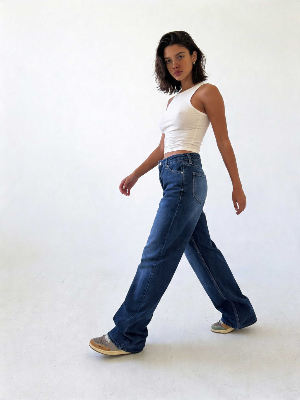 Straight – High-Waist Ocean Blue Jeans straight CIZARO - Cizaro Jeans