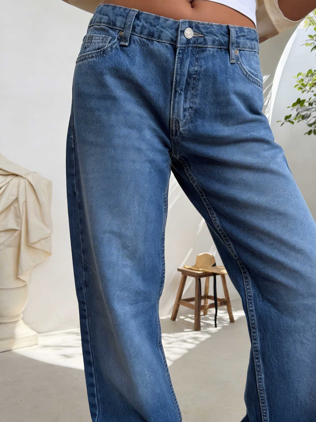 Perfect Straight – Low-Waist Mid Blue Washed Jeans Straight CIZARO - Cizaro Jeans