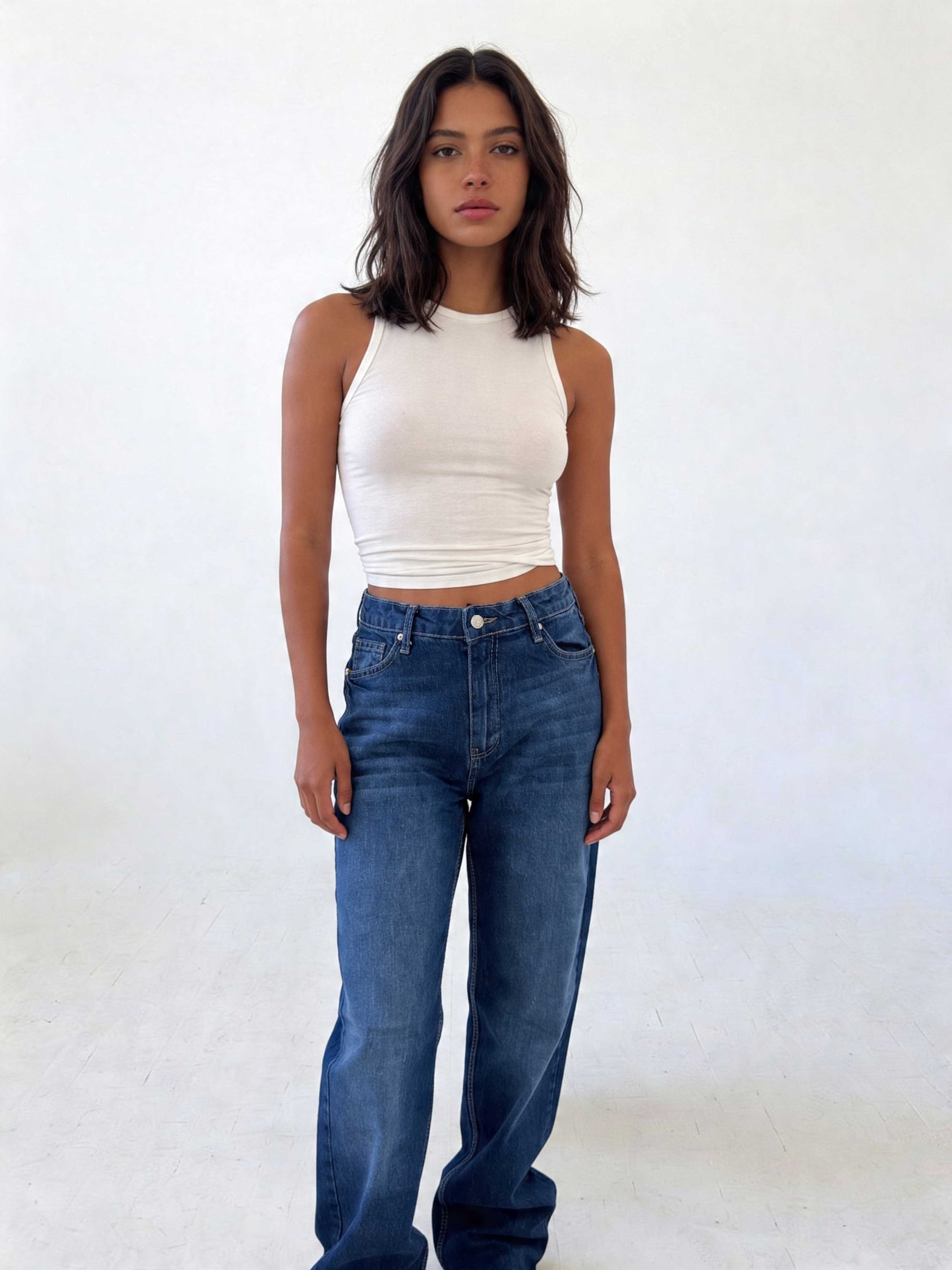 Ultra Comfort Straight – High-Waist Sapphire Ocean Blue Jeans Straight CIZARO - Cizaro Jeans