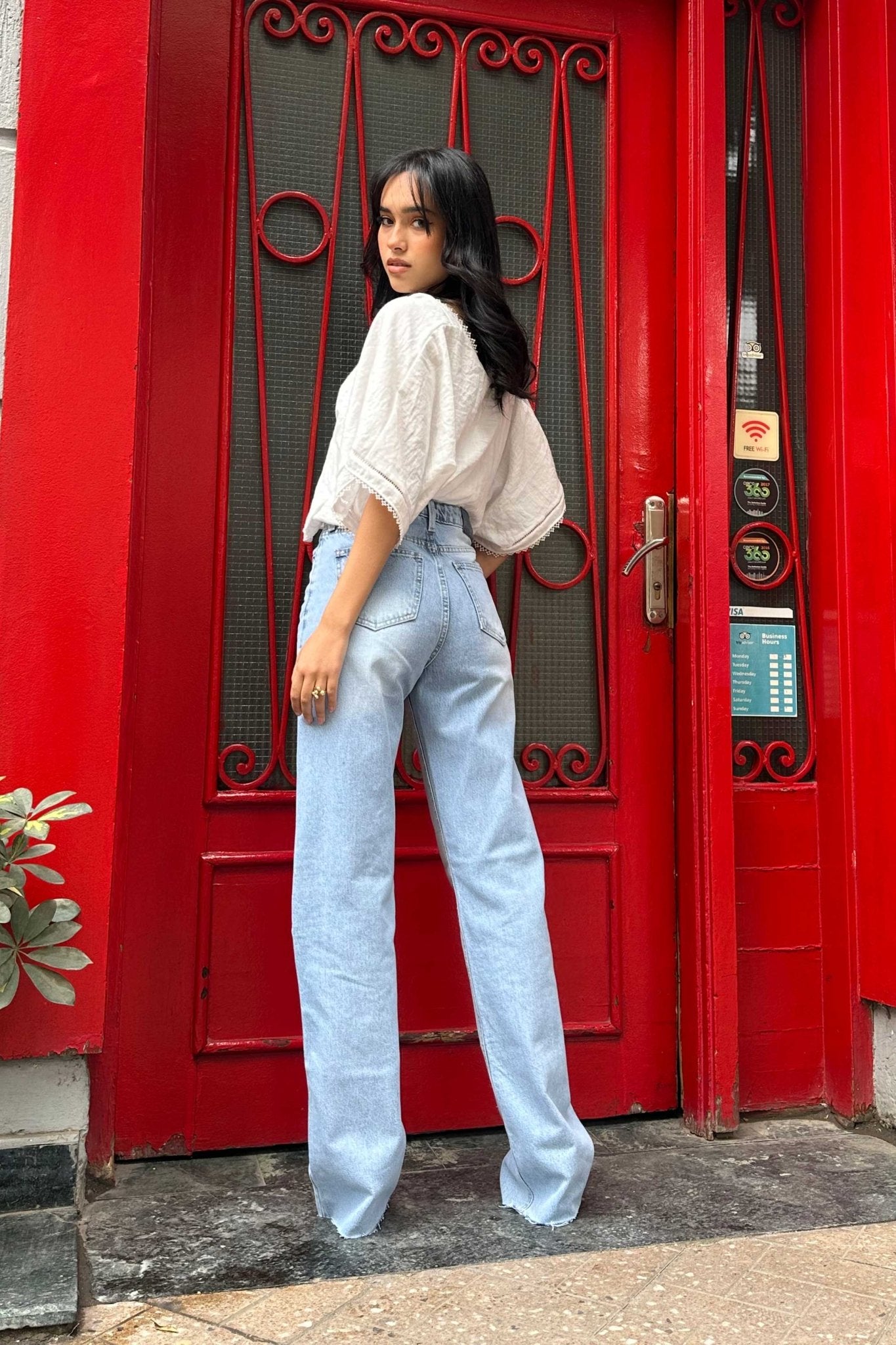 Straight-Leg - High-Waist Light Blue Jeans Straight-Leg CIZARO - Cizaro Jeans