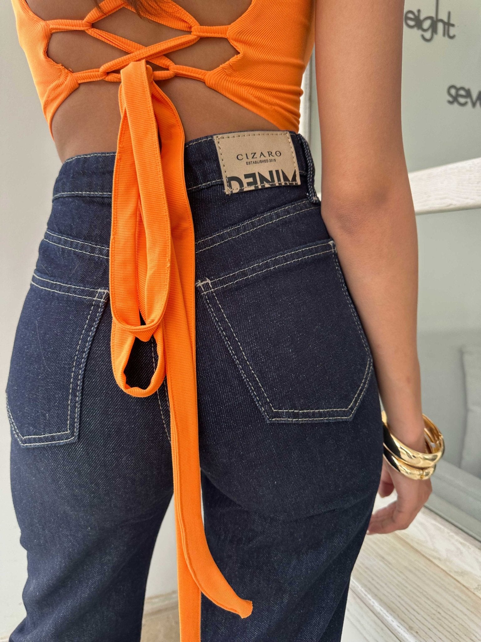 Straight-Leg | High Waist Raw Denim Wash Jeans Straight CIZARO - Cizaro Jeans