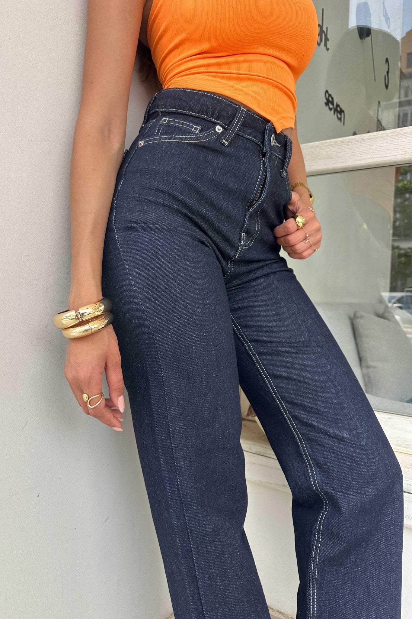 Straight-Leg | Mid Rise Raw Denim Wash Jeans Straight CIZARO - Cizaro Jeans