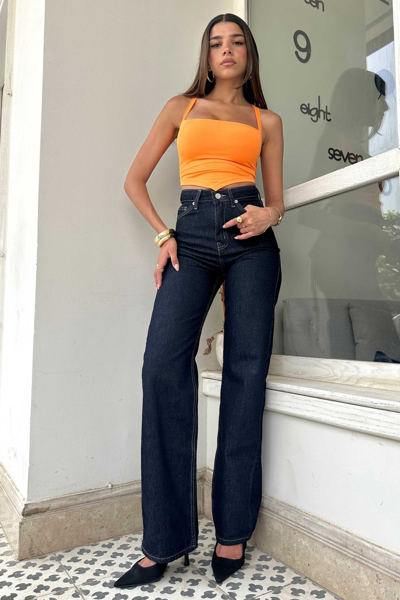 Straight-Leg | High Waist Raw Denim Wash Jeans Straight CIZARO - Cizaro Jeans