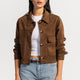 Cropped Suede Jacket –  Chocolate Brown