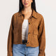Cropped Suede Jacket – Honey Brown