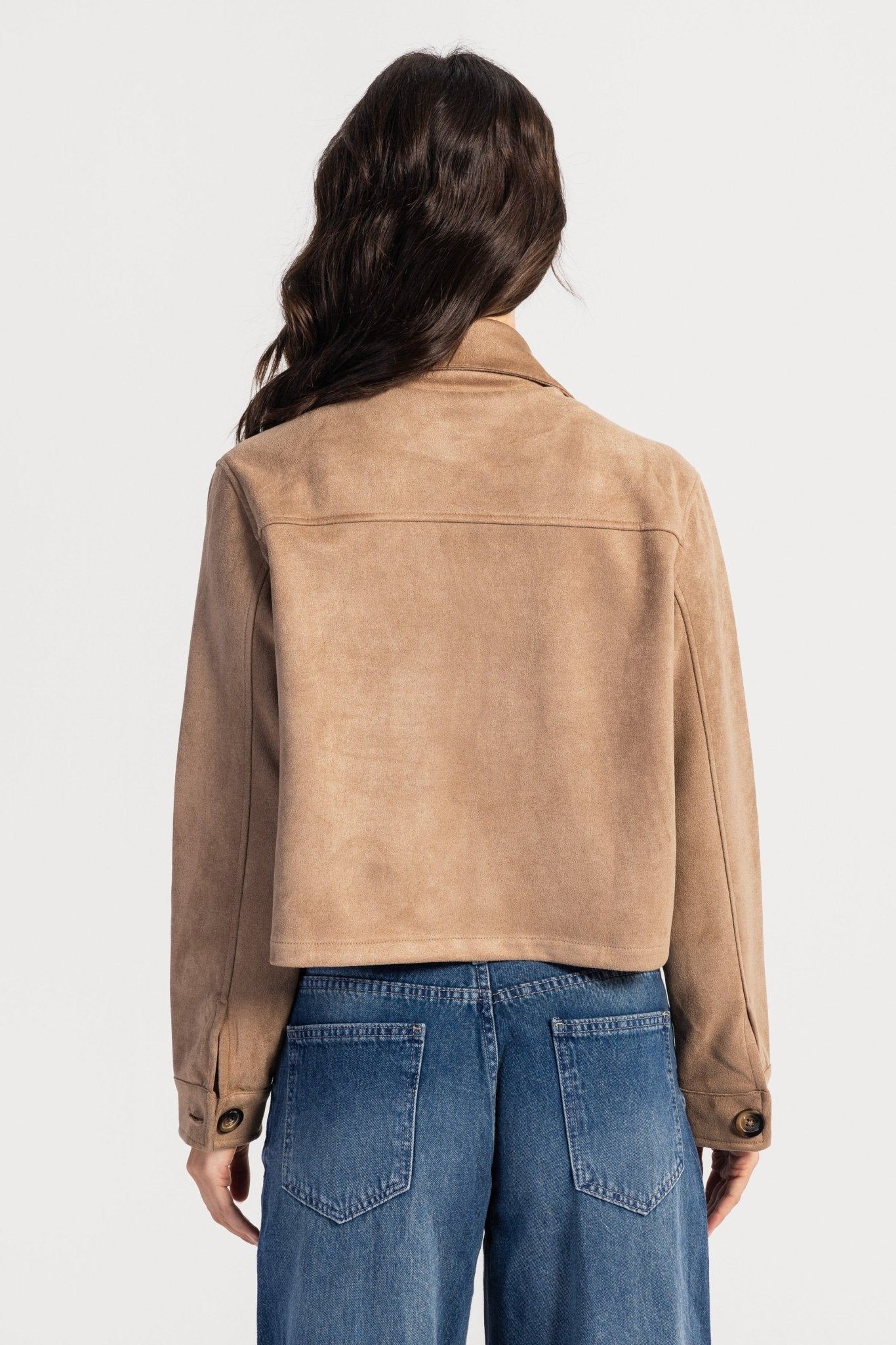 Cropped Suede Jacket – Sand Jacket CIZARO - Cizaro Jeans