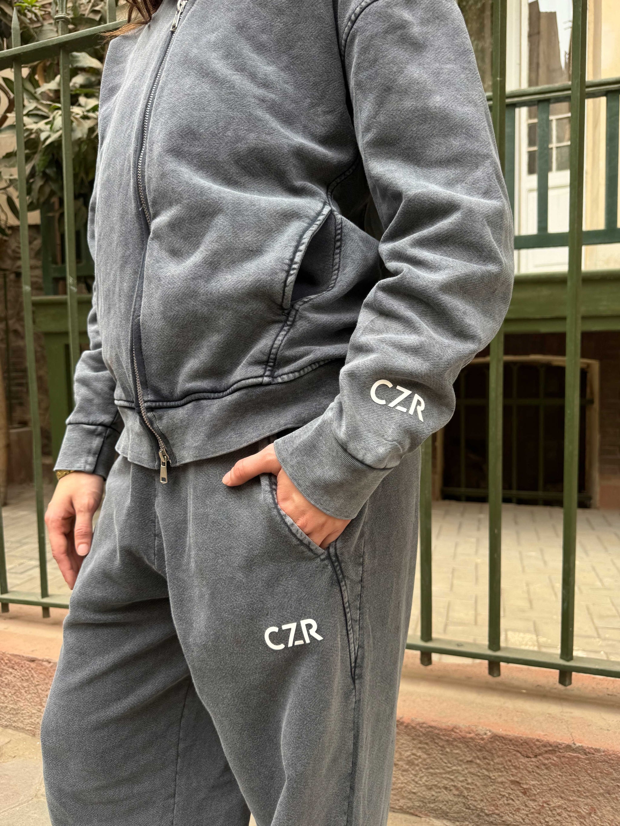 Sweatpants – Wide-Leg Washed Grey Sweat pant - Wide leg CIZARO - Cizaro Jeans