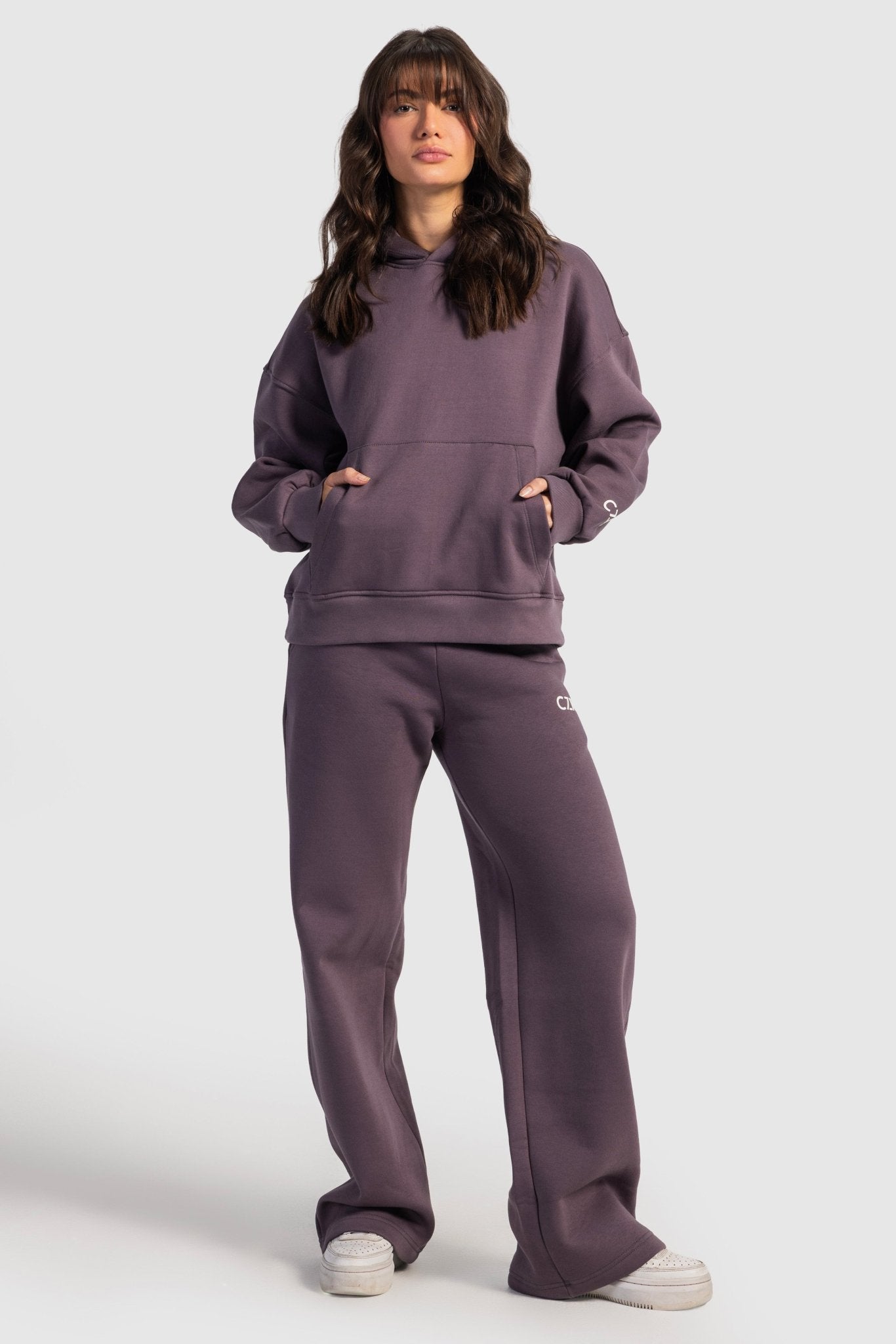 Wide-Leg Sweatpants In Dark Mauve Sweatpants CIZARO - Cizaro Jeans