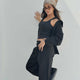 Deep Black Wide-Leg Trousers – Linen Effect
