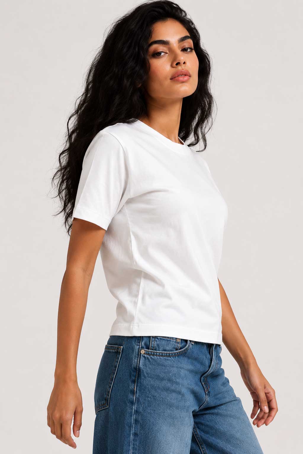 Slim Fit T-Shirt – White T shirt CIZARO - Cizaro Jeans