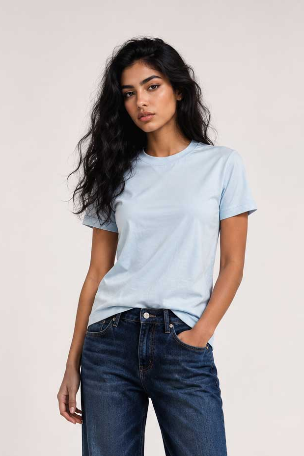 Slim Fit T-Shirt – Powder Blue t shirt CIZARO - Cizaro Jeans