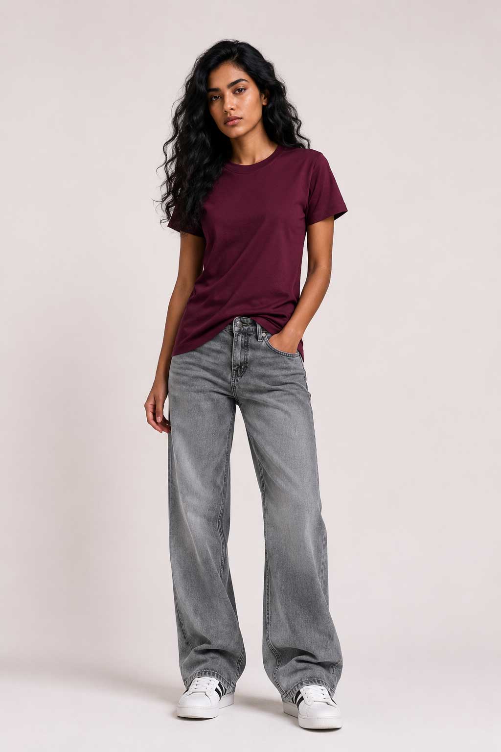 Slim Fit T-Shirt – Burgundy t shirt CIZARO - Cizaro Jeans