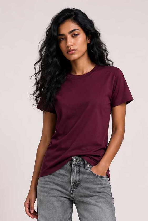 Slim Fit T-Shirt – Burgundy t shirt CIZARO - Cizaro Jeans