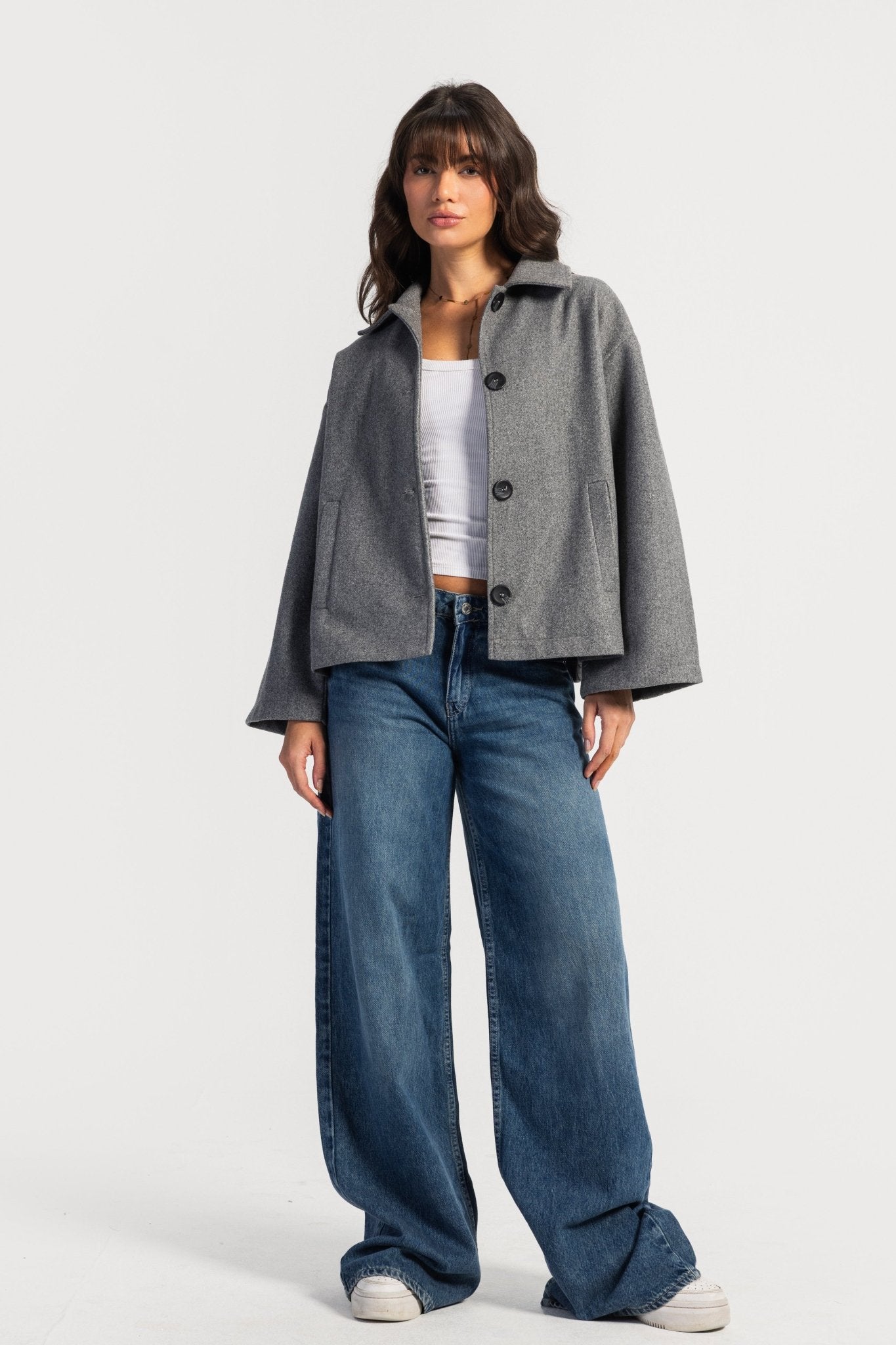 Jacket – Relaxed Fit Wool Grey Jacket CIZARO - Cizaro Jeans