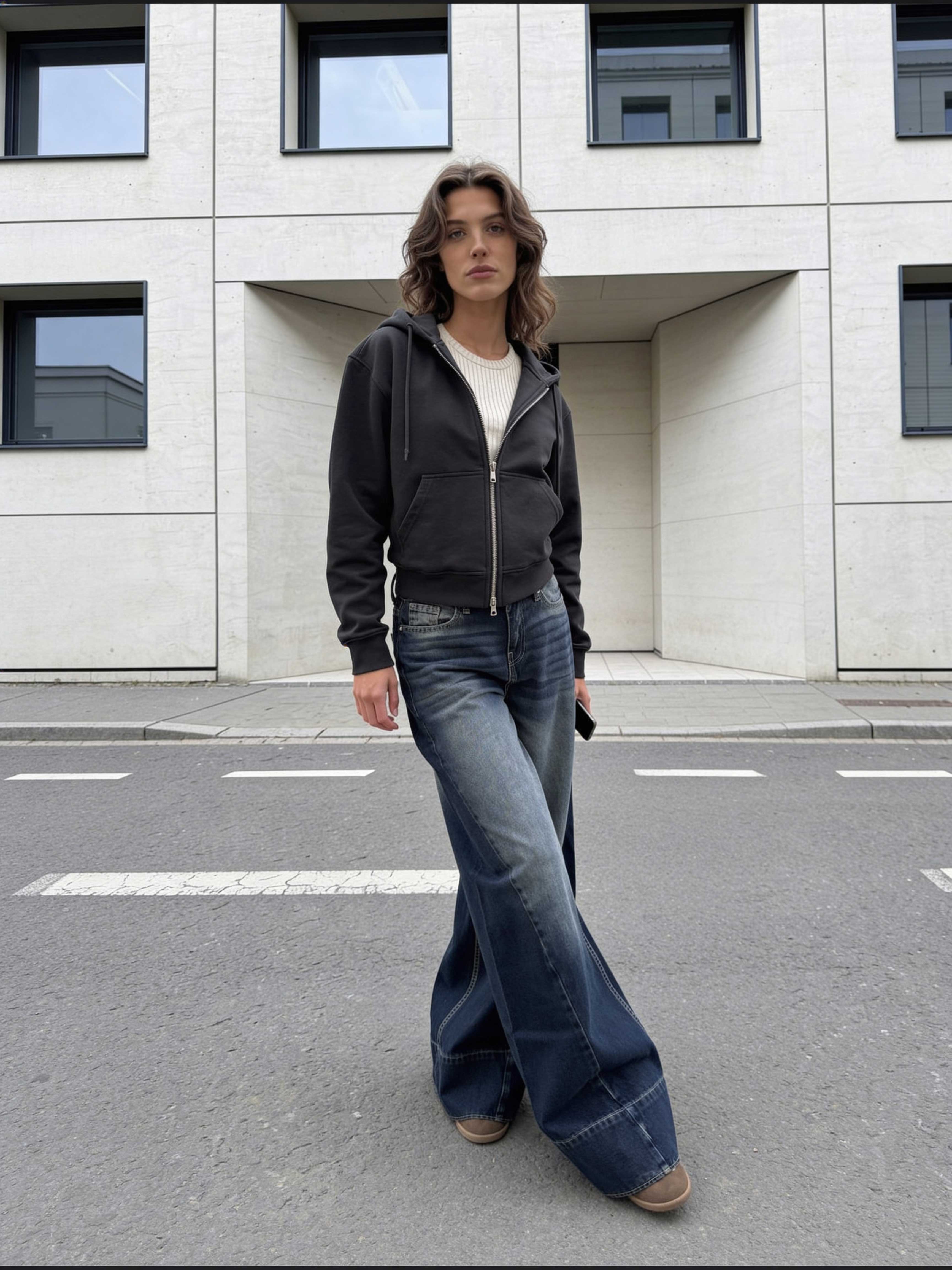 Extreme Wide-Leg – Mid-Rise Deep Vintage Blue Jeans Extreme Wide Leg CIZARO - Cizaro Jeans