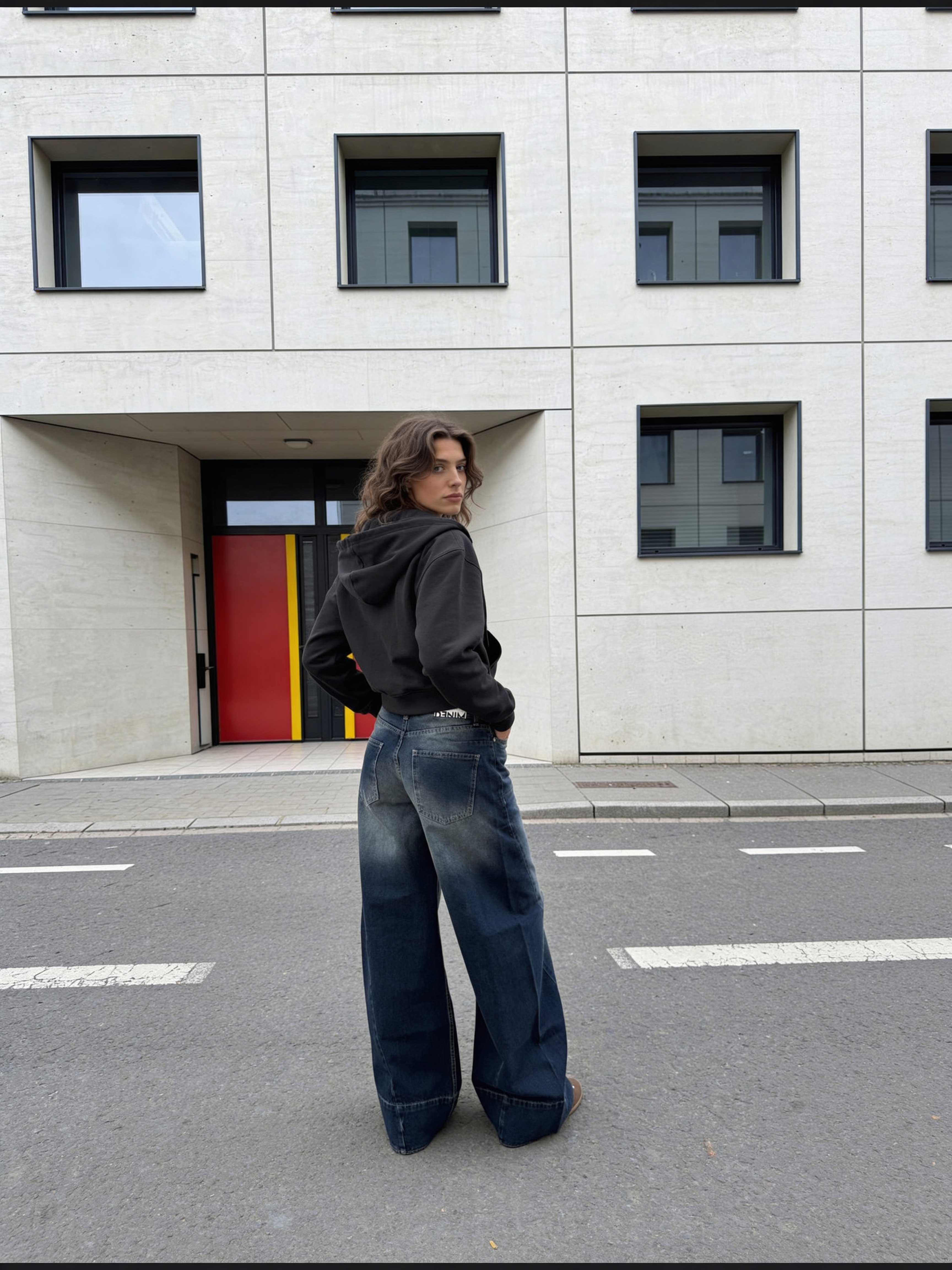 Extreme Wide-Leg – Mid-Rise Deep Vintage Blue Jeans Extreme Wide Leg CIZARO - Cizaro Jeans