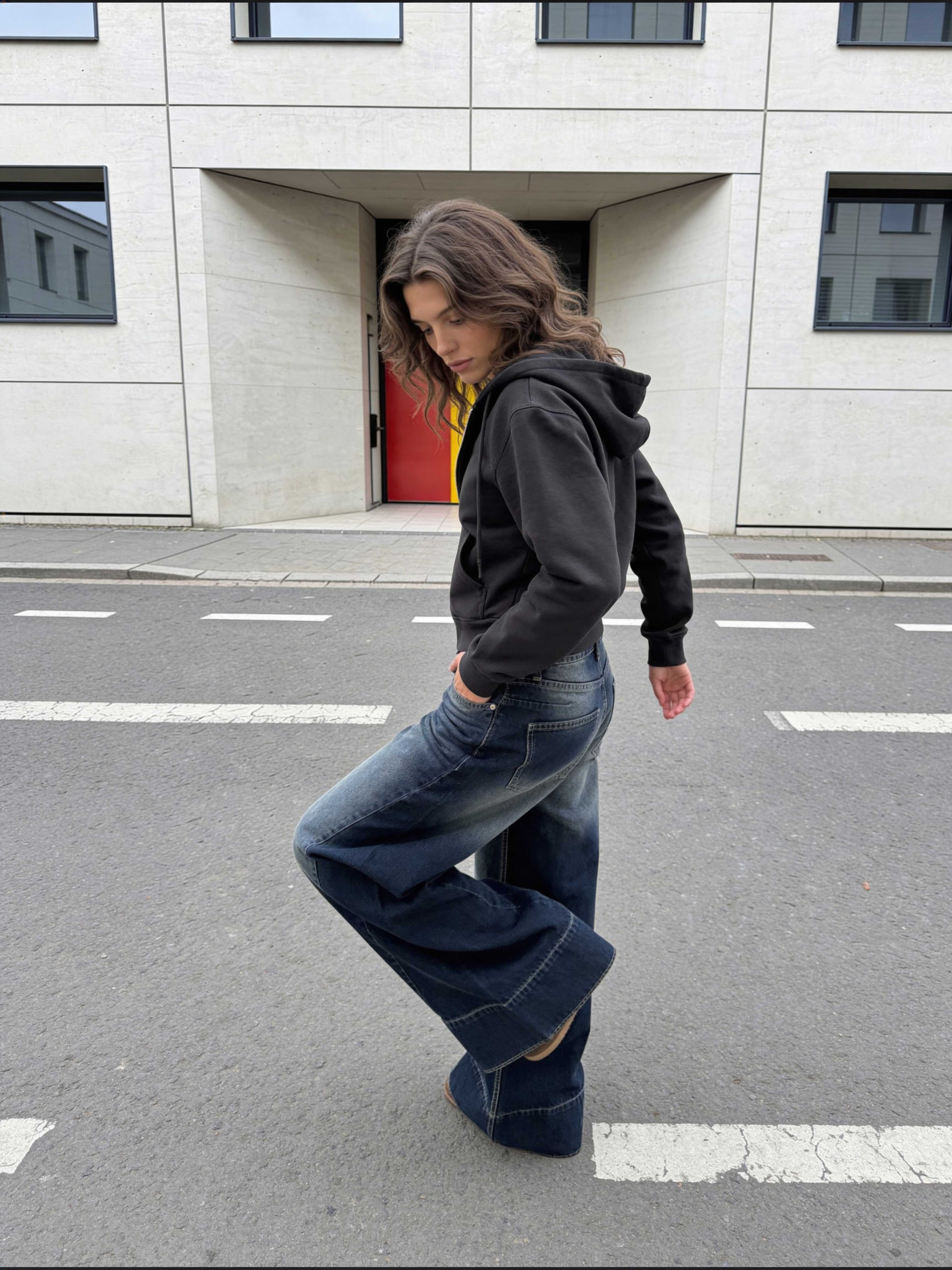 Extreme Wide-Leg – Mid-Rise Deep Vintage Blue Jeans Extreme Wide Leg CIZARO - Cizaro Jeans